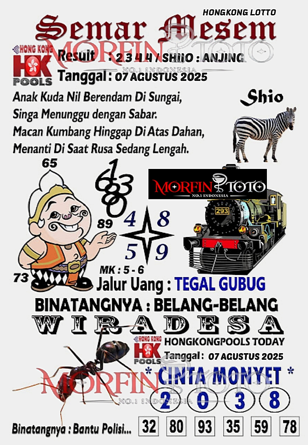 SYAIR TOGEL SEMAR MESEM  HONGKONG LOTTO 07 AGUSTUS 2025
