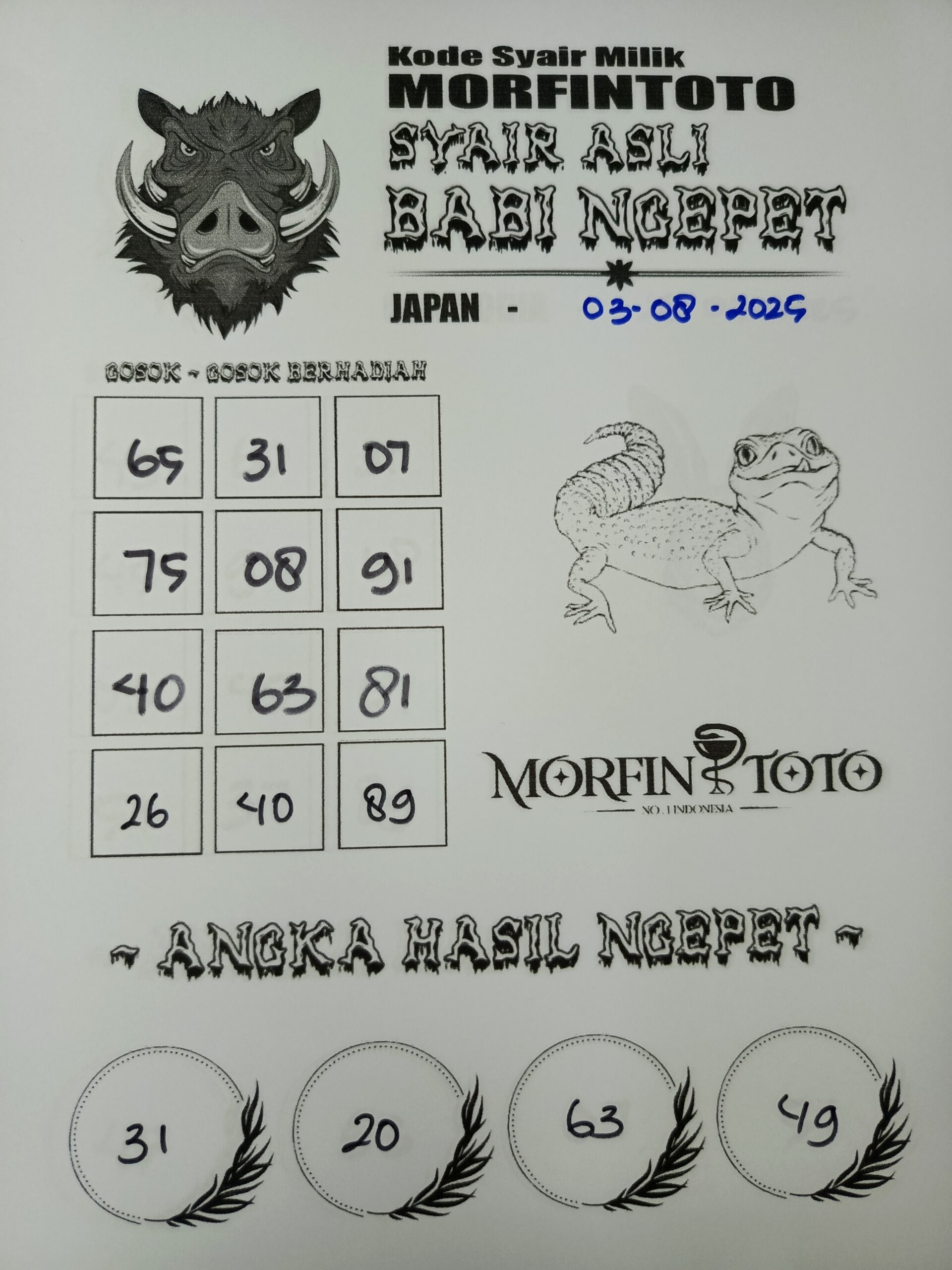 SYAIR TOGEL BABI NGEPET JAPAN  03 AGUSTUS 2035