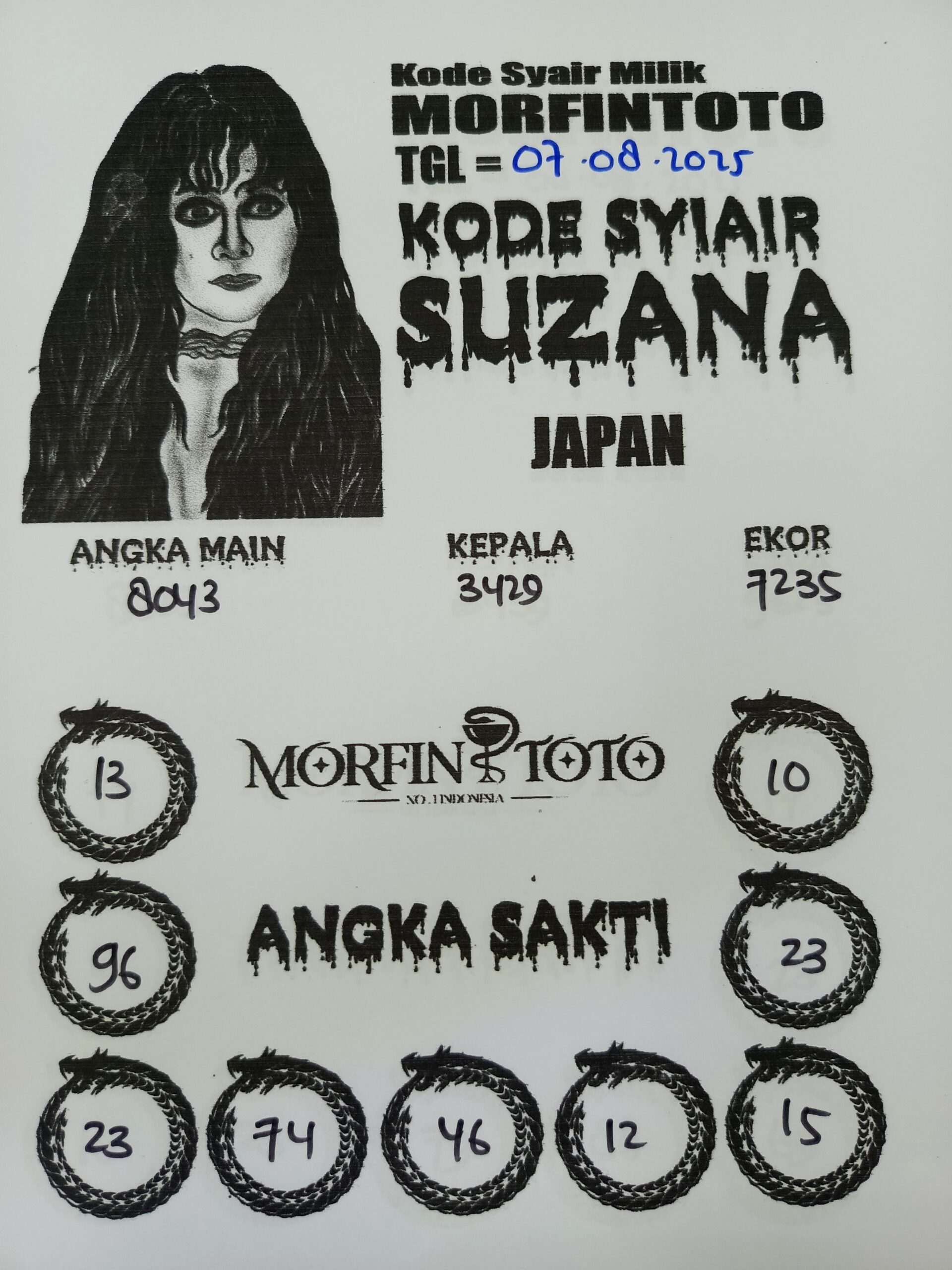 SYAIR TOGEL SUZANA  SYDNEY LOTTO 07 AGUSTUS 2025