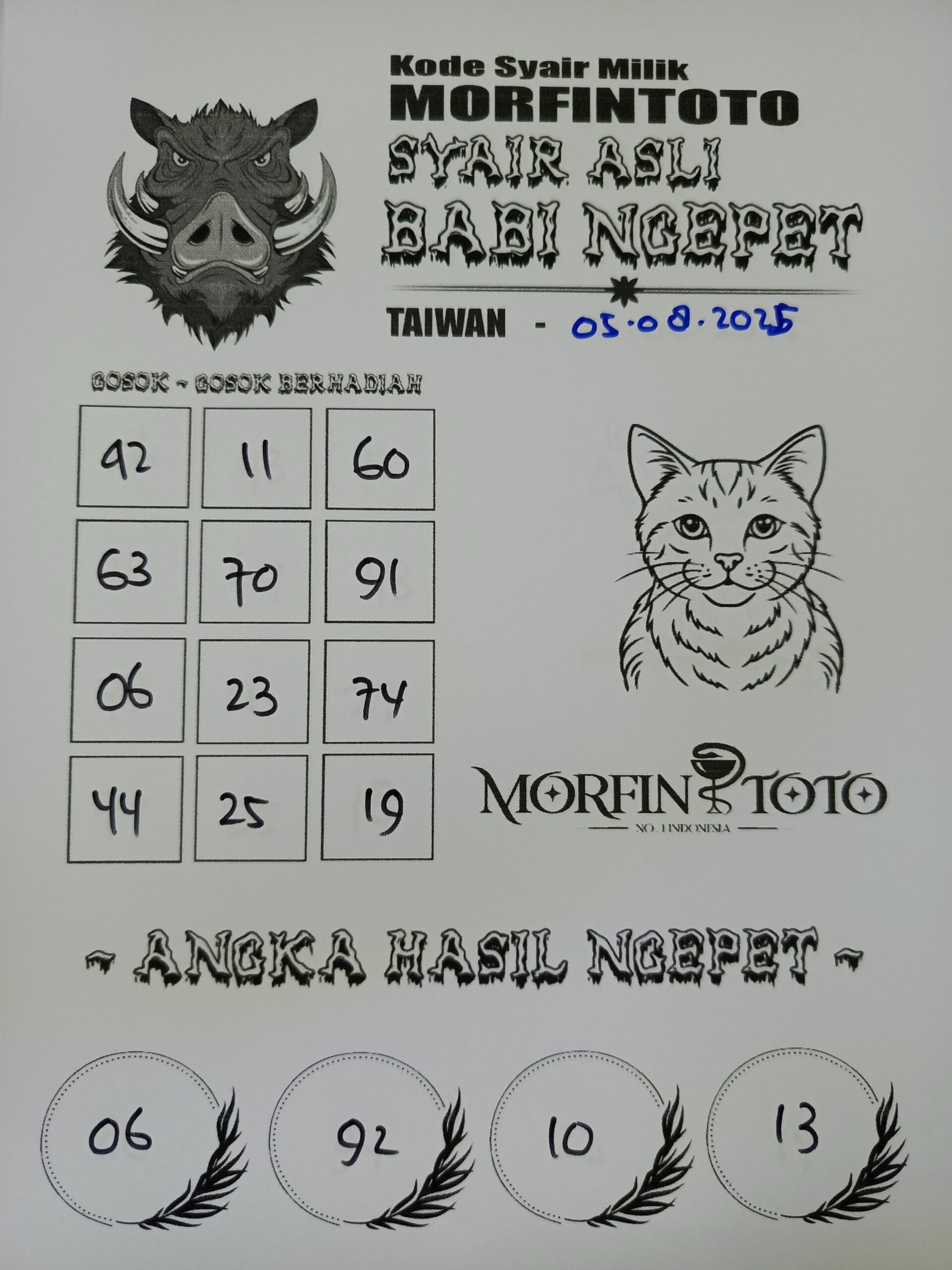 SYAIR TOGEL BABI NGEPET TAIWAN 05 AGUSTUS 2025