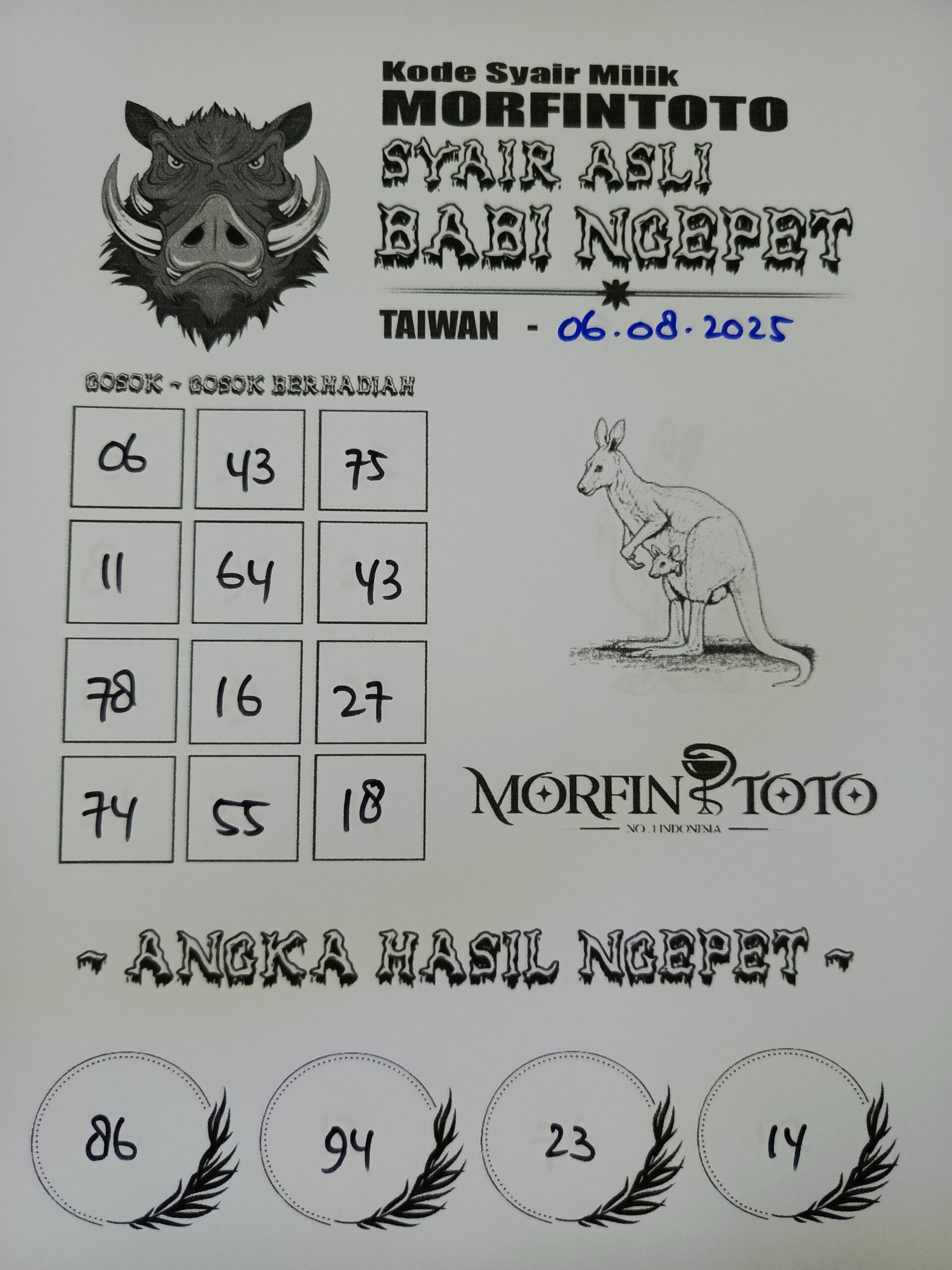 SYAIR TOGEL BABI NGEPET TAIWAN 06 AGUSTUS 2025