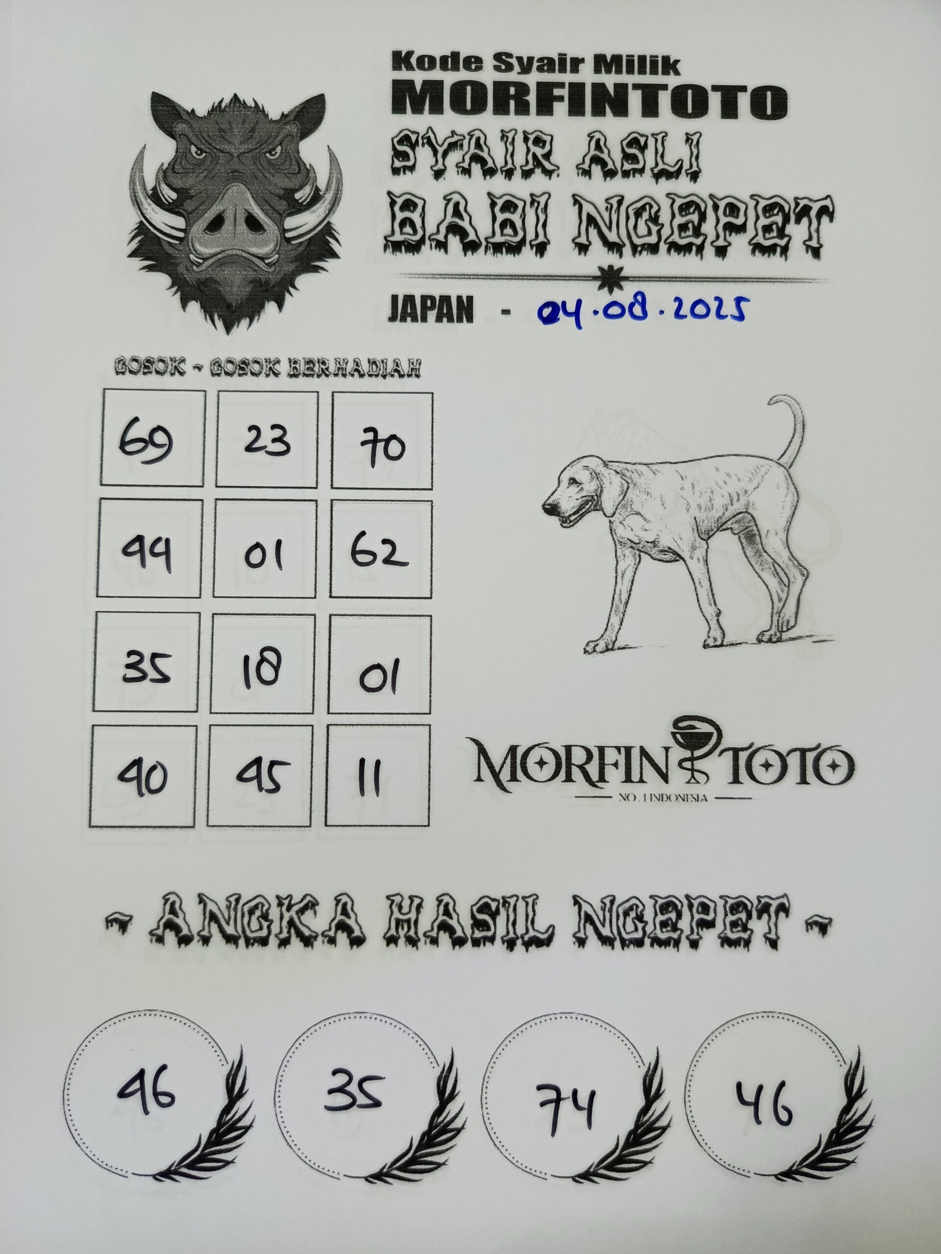 SYAIR TOGEL BABI NGEPET JAPAN  04 AGUSTUS 2025