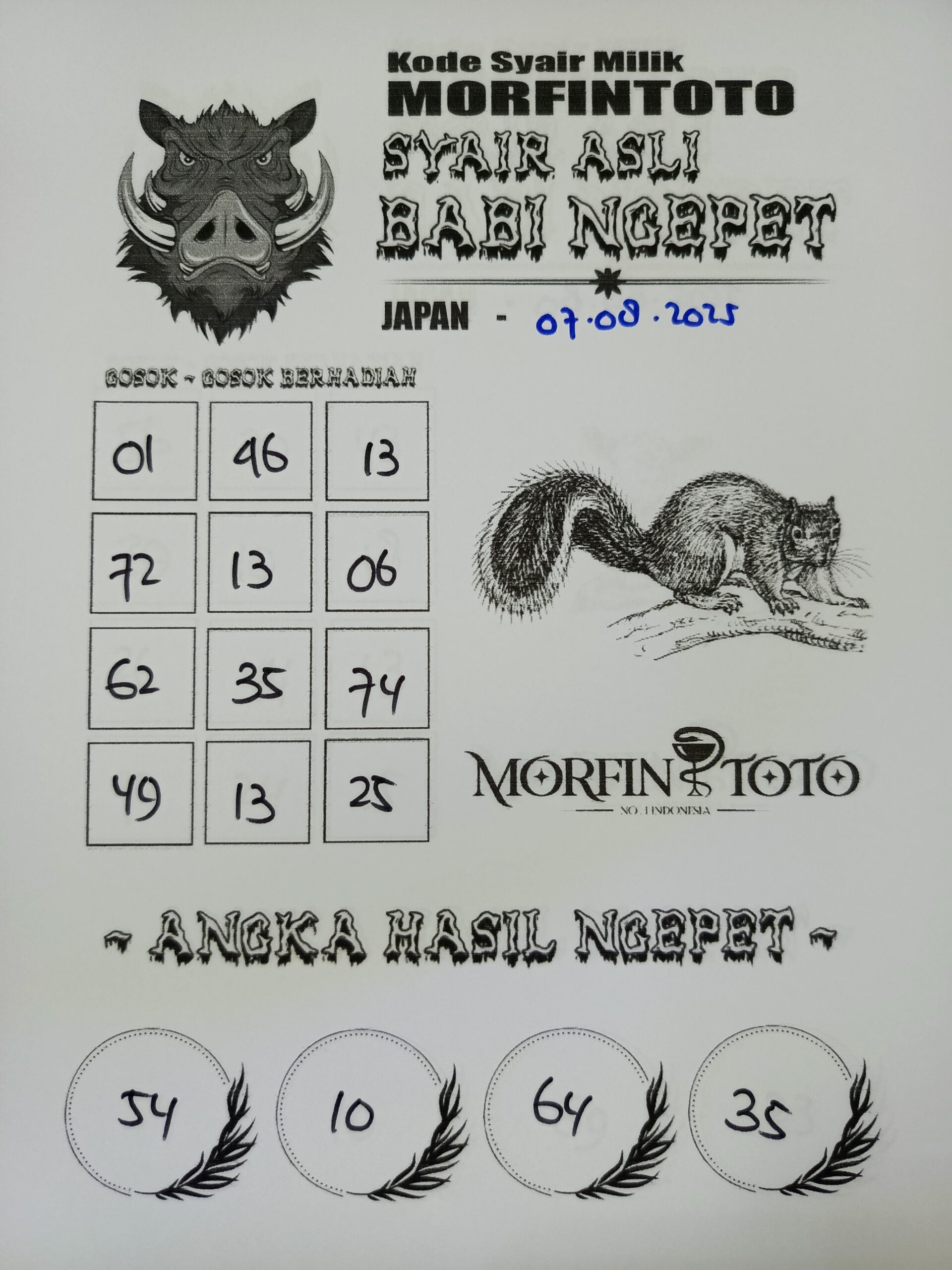 SYAIR TOGEL BABI NGEPET JAPAN  07 AGUSTUS 2025