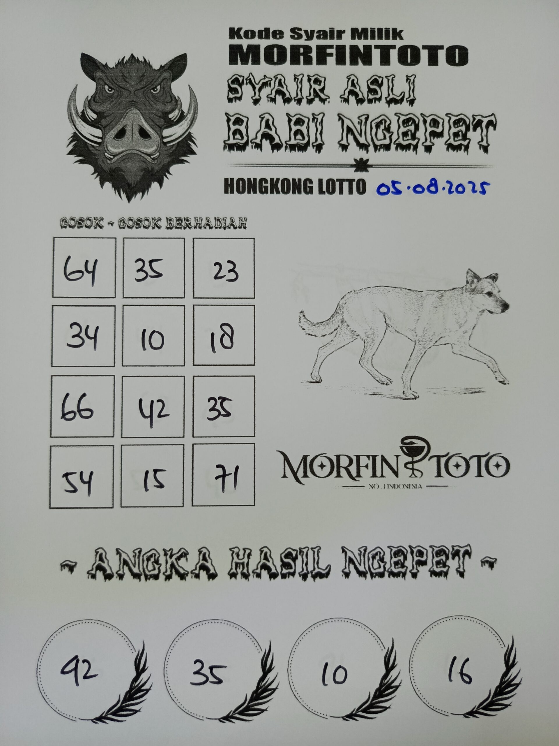 SYAIR TOGEL BABI NGEPET HONGKONG LOTTO 05 AGUSTUS 2025