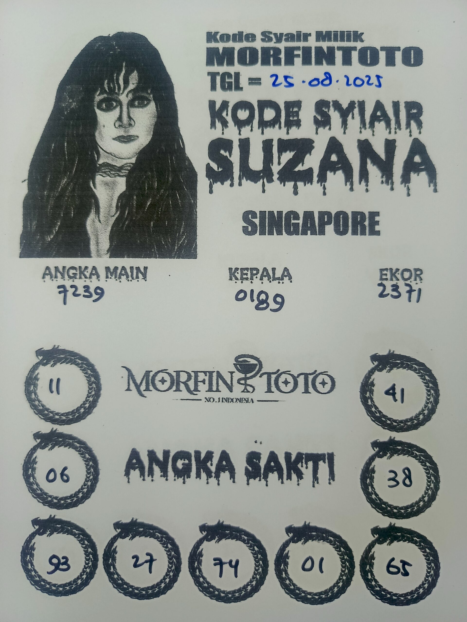 SYAIR TOGEL SUZANA  SINGAPORE 25 AGUSTUS 2025