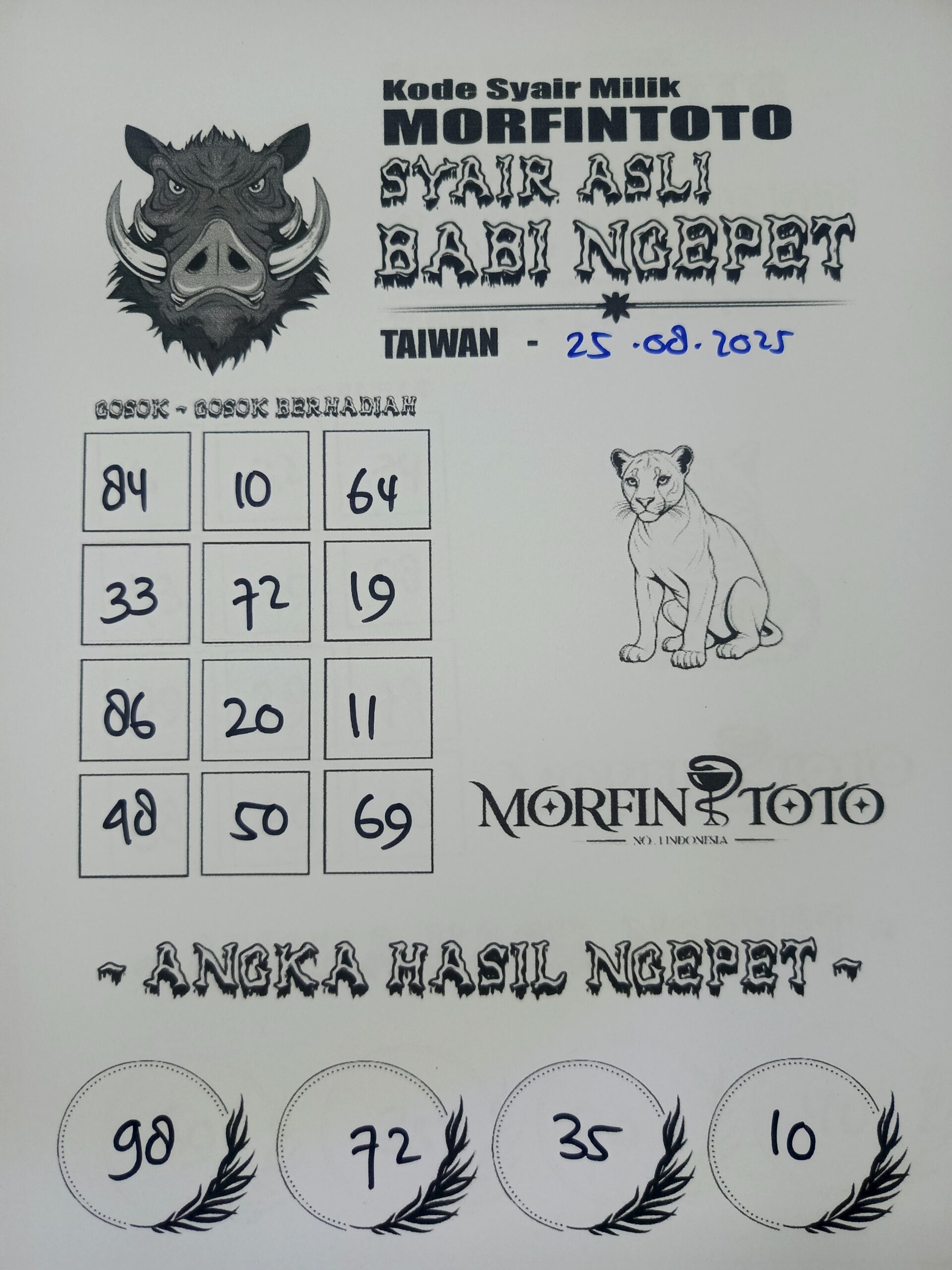 SYAIR TOGEL BABI NGEPET TAIWAN 25 AGUSTUS 2025