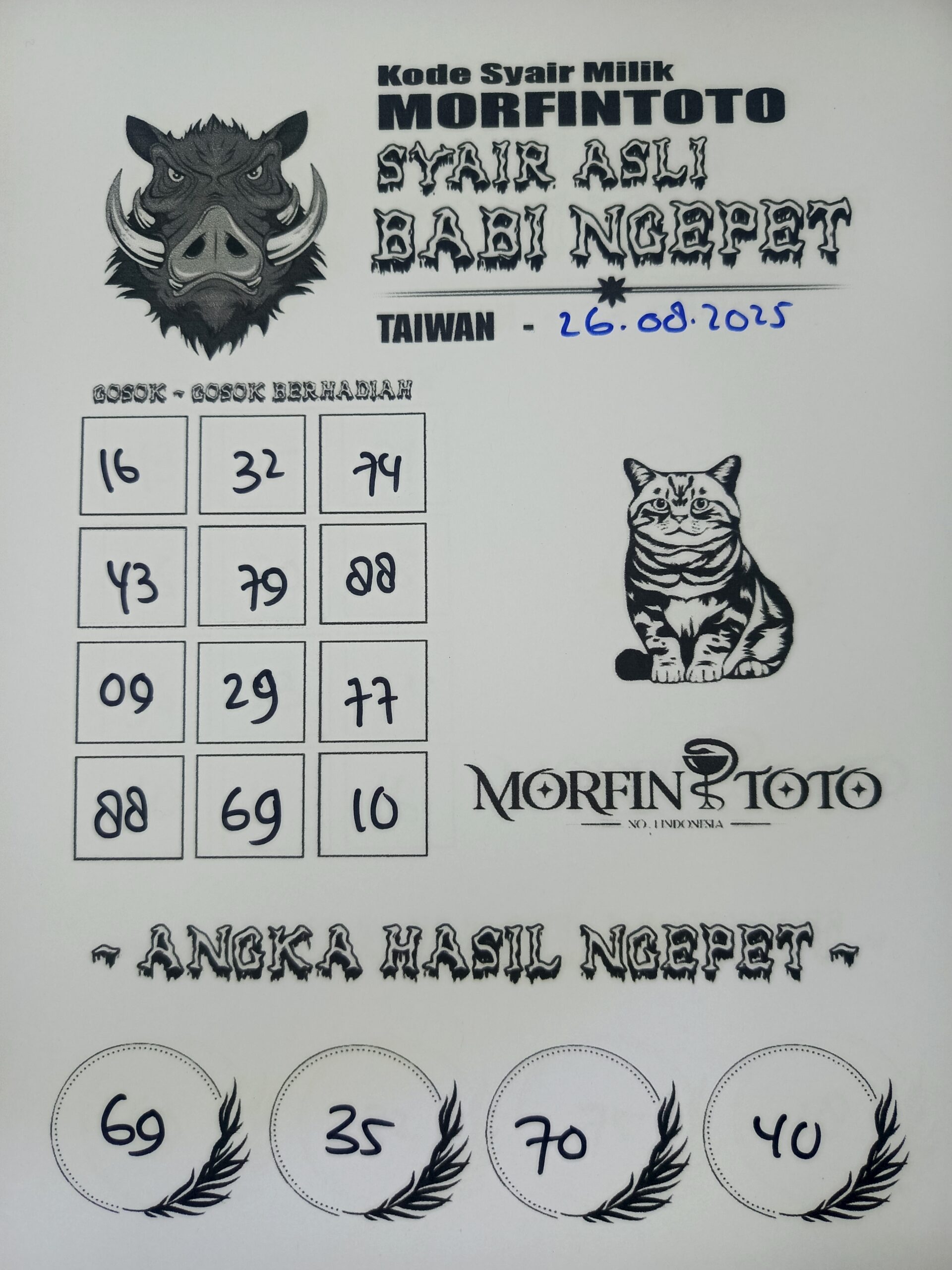 SYAIR TOGEL BABI NGEPET TAIWAN 26 AGUSTUS 2025