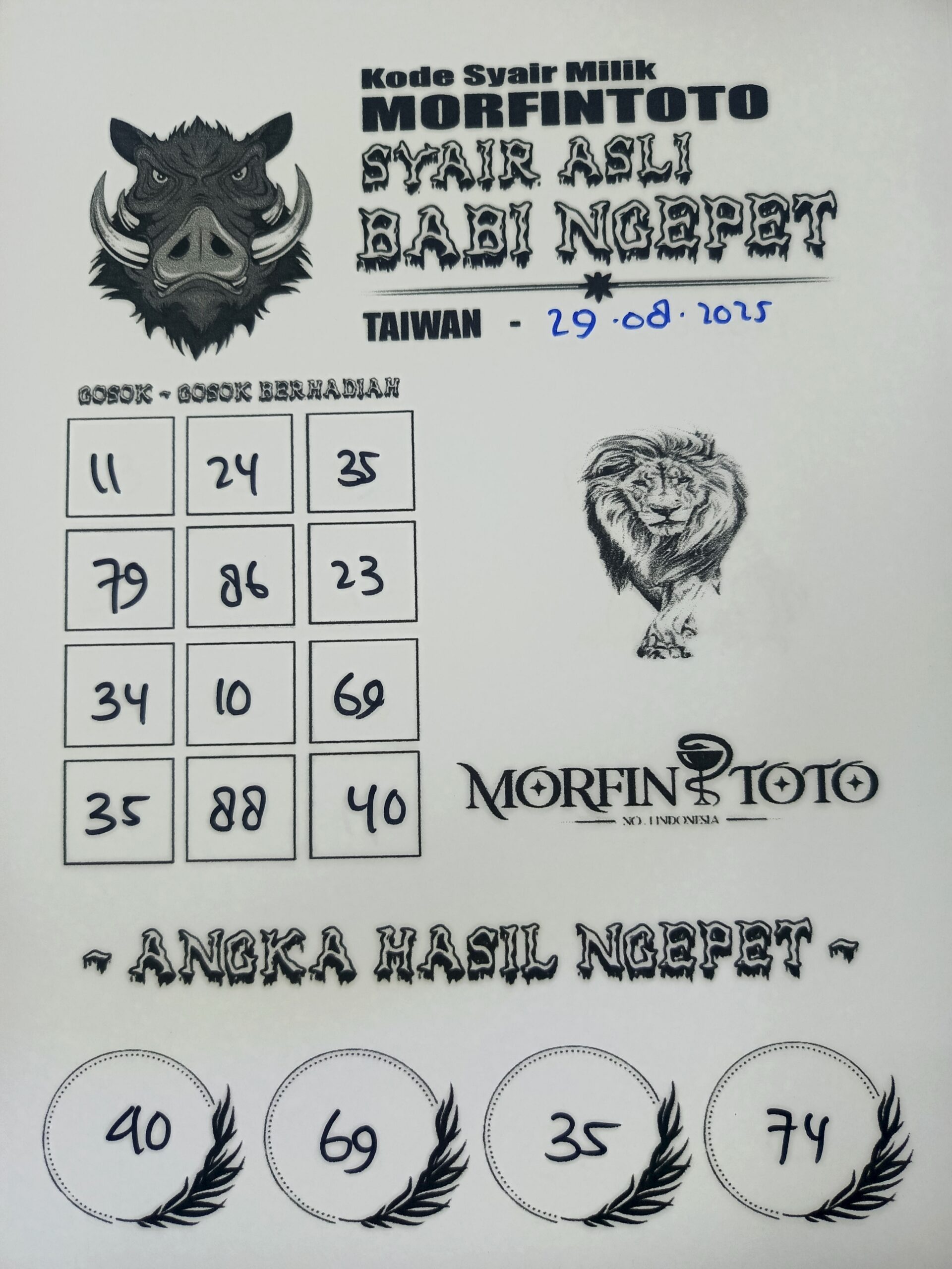 SYAIR TOGEL BABI NGEPET TAIWAN 29 AGUSTUS 2025