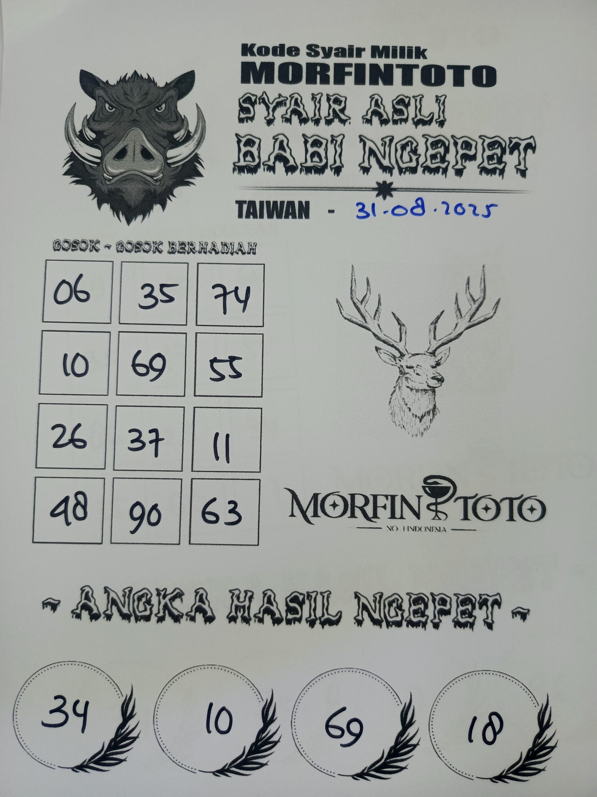 SYAIR TOGEL BABI NGEPET TAIWAN 31 AGUSTUS 2025