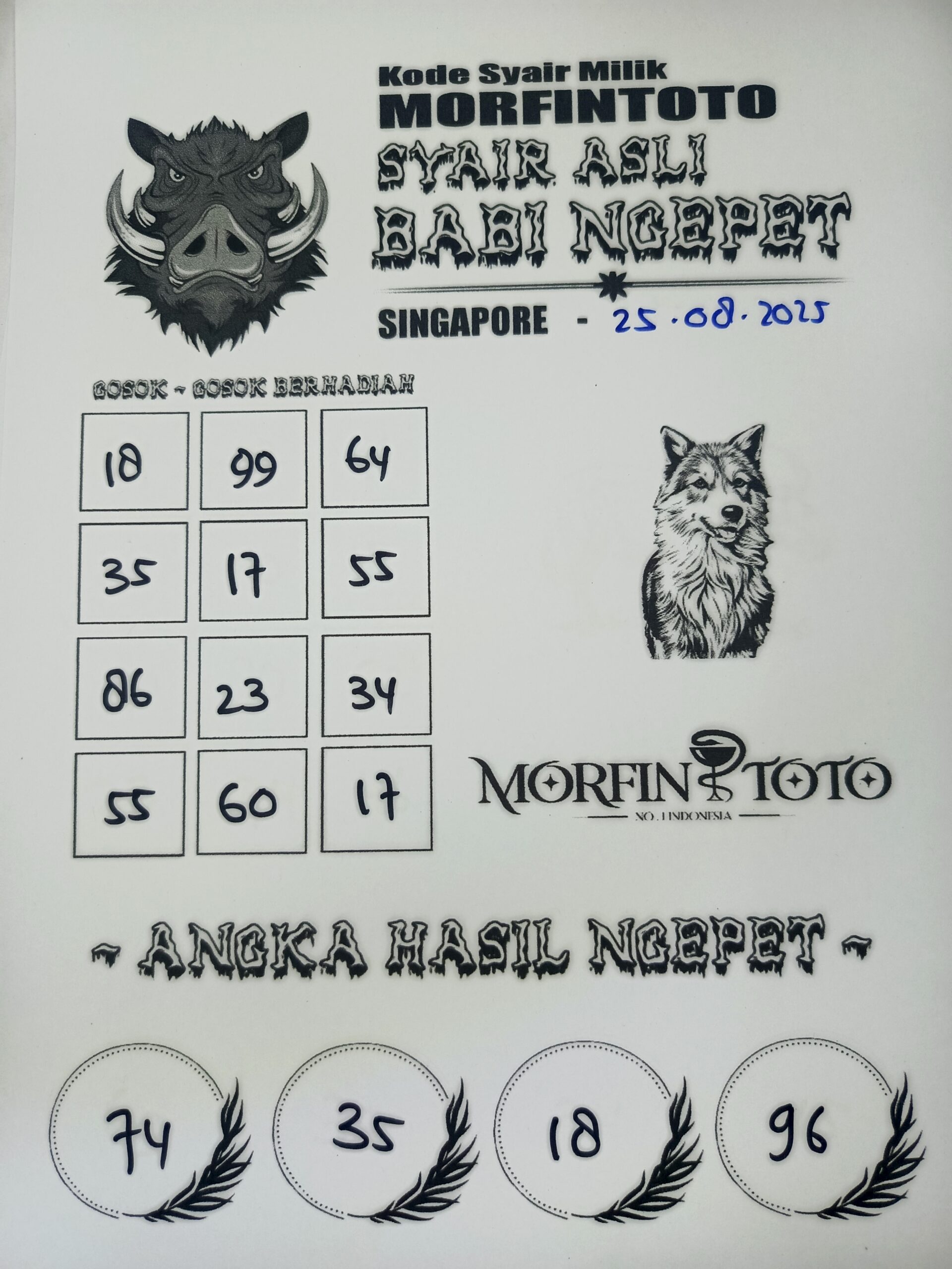 SYAIR TOGEL BABI NGEPET SINGAPORE 25 AGUSTUS 2025