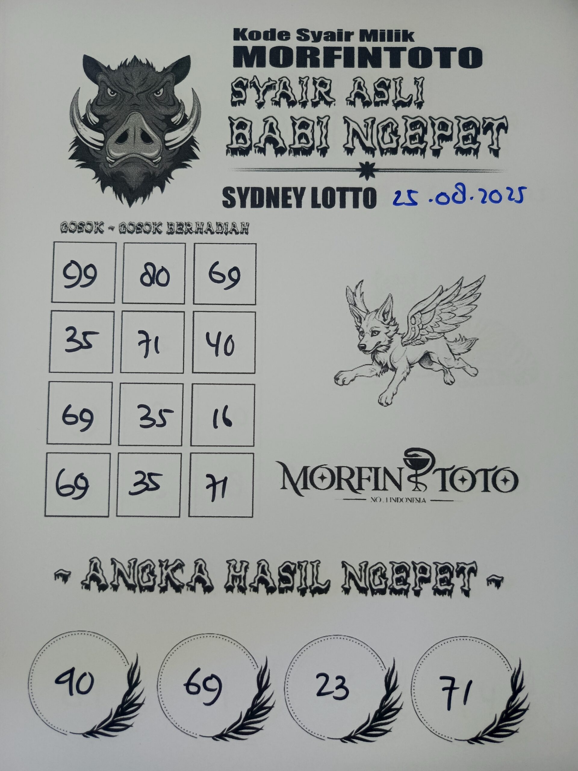 SYAIR TOGEL BABI NGEPET SYDNEY LOTTO 25 AGUSTUS 2025