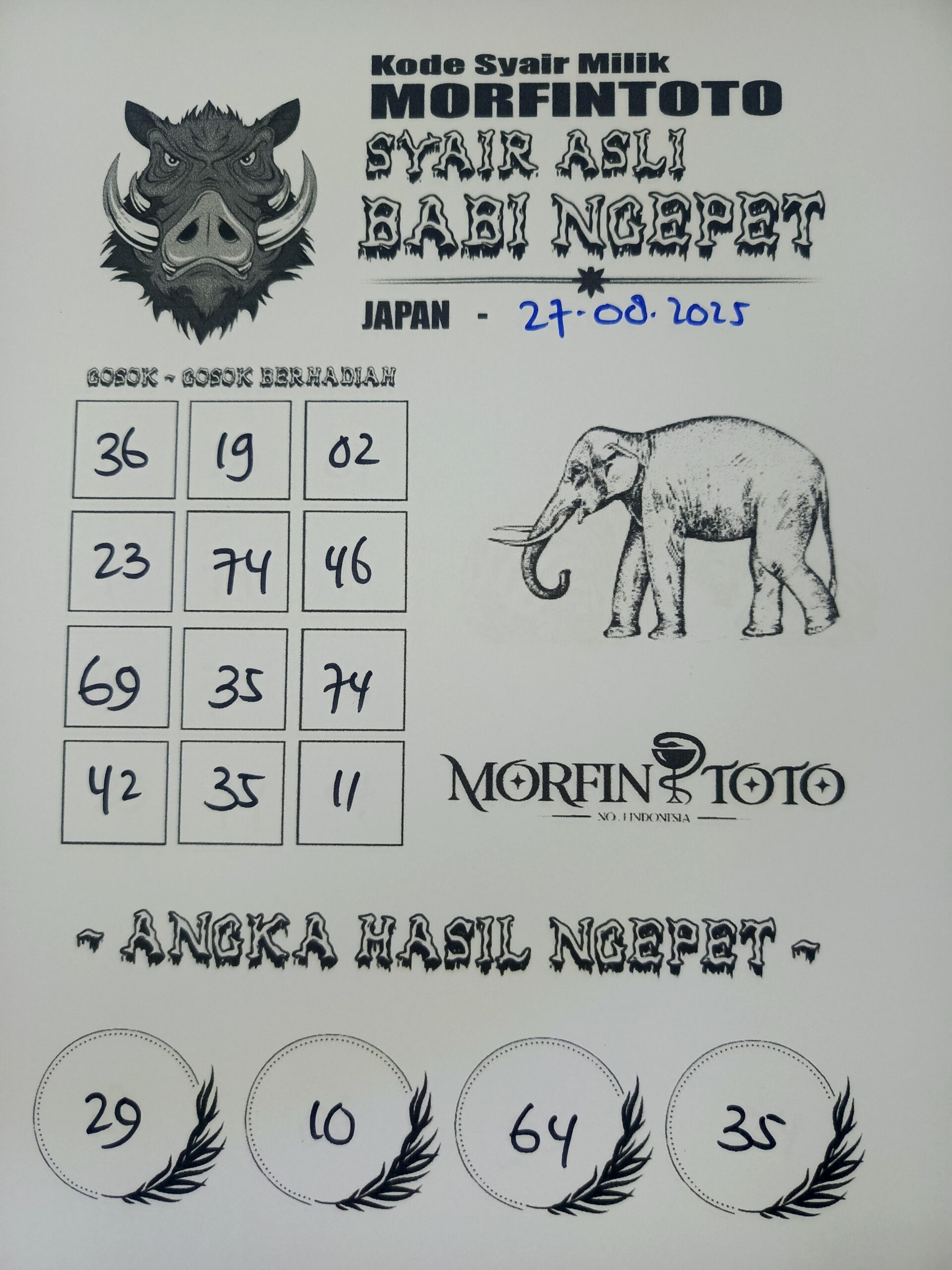 SYAIR TOGEL BABI NGEPET JAPAN  27 AGUSTUS 2025