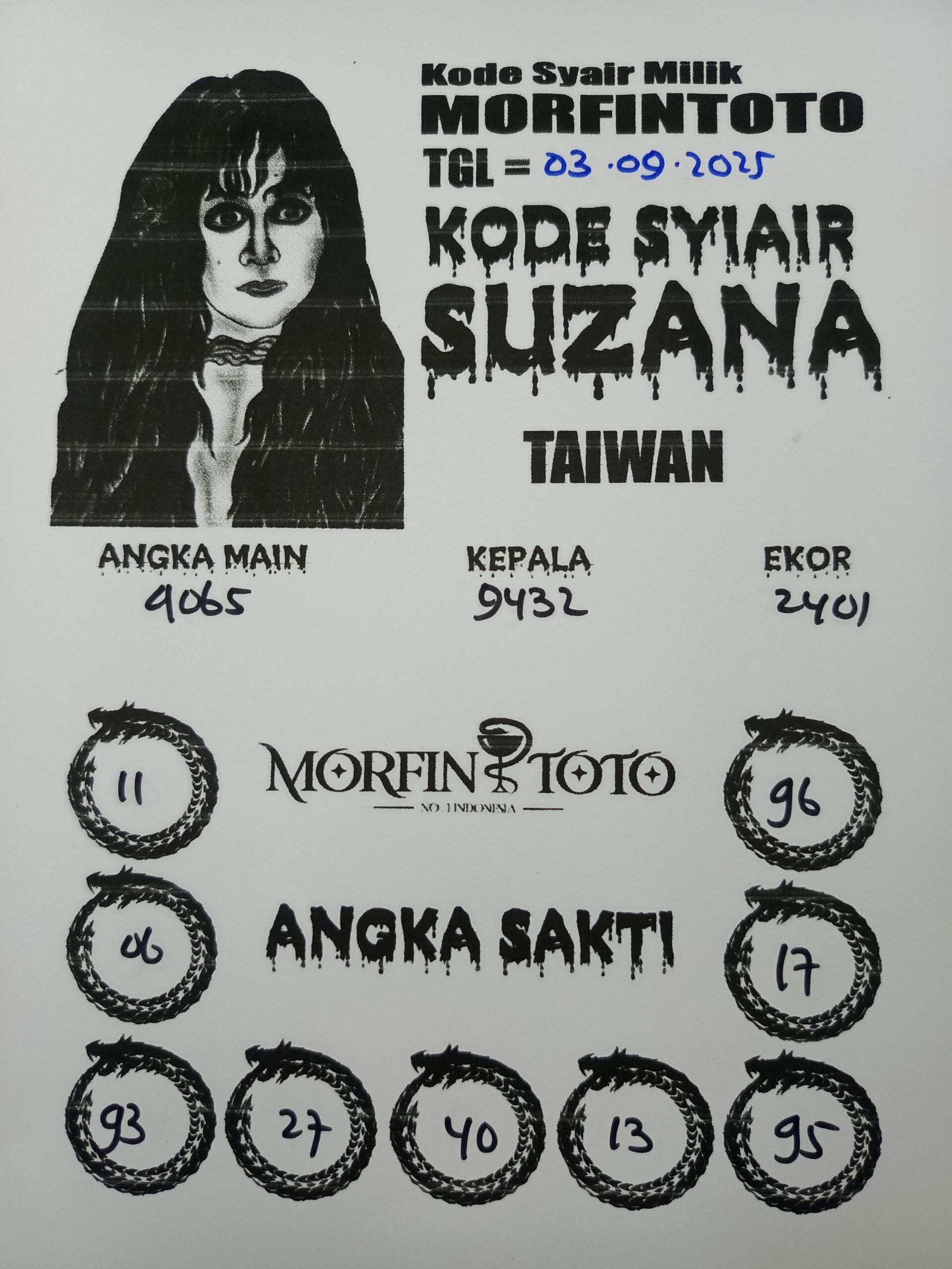 SYAIR TOGEL SUZANA  TAIWAN 03 SEPTEMBER 2035
