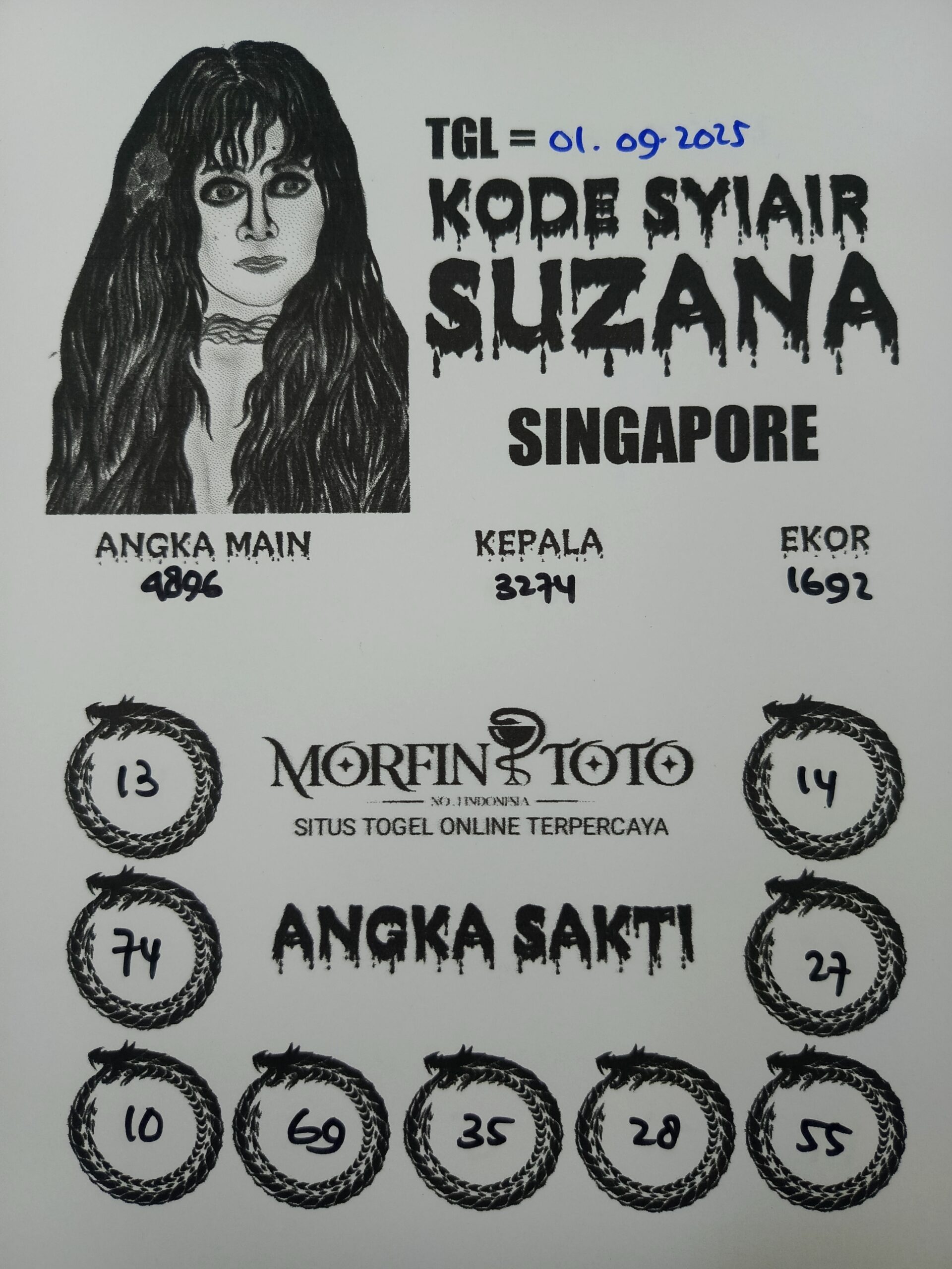 SYAIR TOGEL SUZANA  SINGAPORE 01 SEPTEMBER 2025