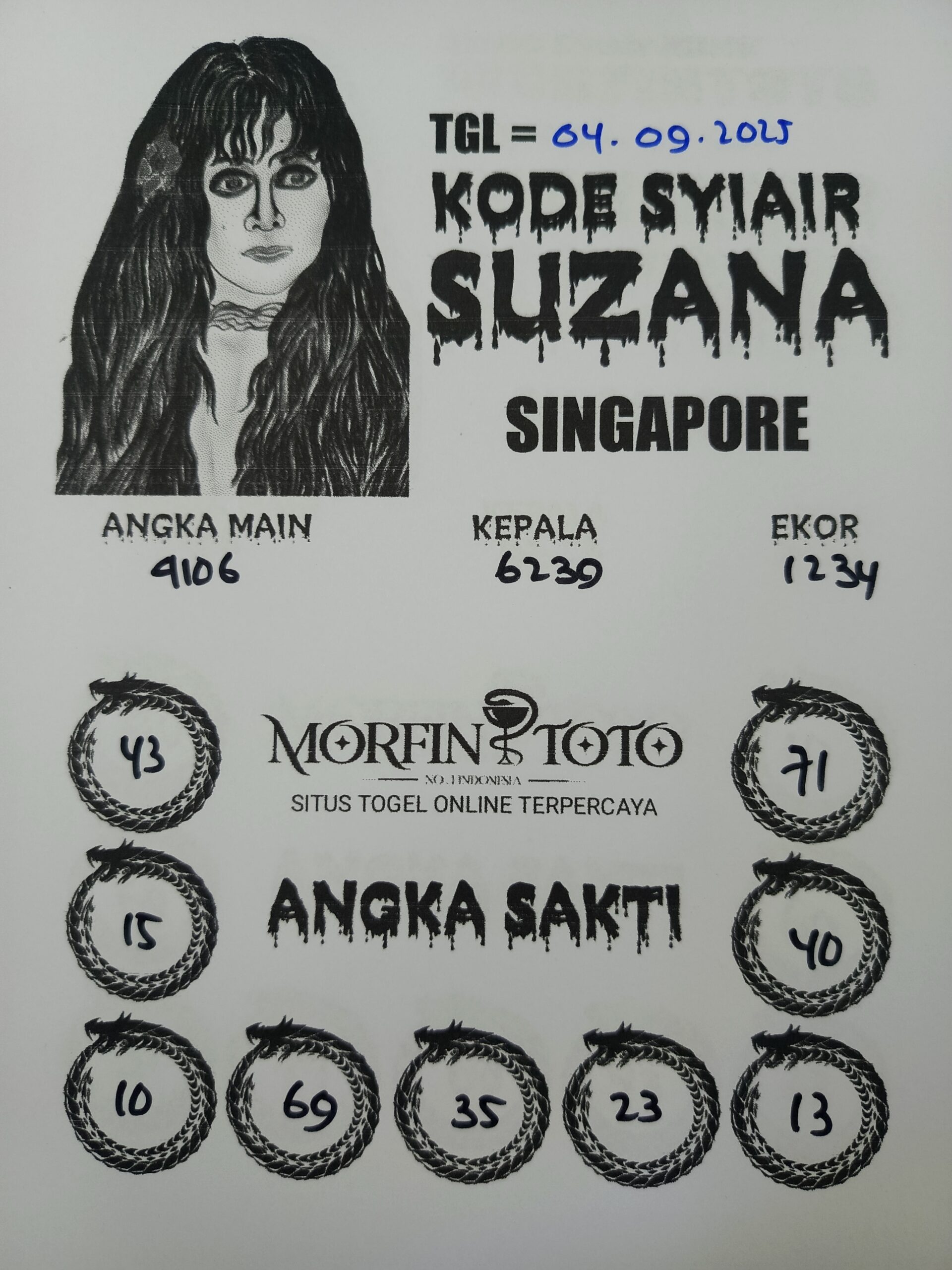SYAIR TOGEL SUZANA  SINGAPORE POOLS 04 SEPTEMBER 2025