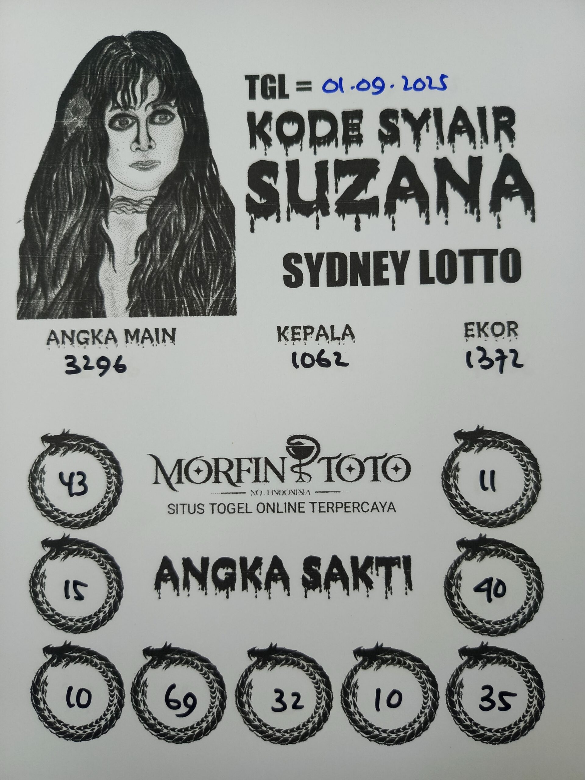 SYAIR TOGEL SUZANA  SYDNEY LOTTO 01 SEPTEMBER 2025