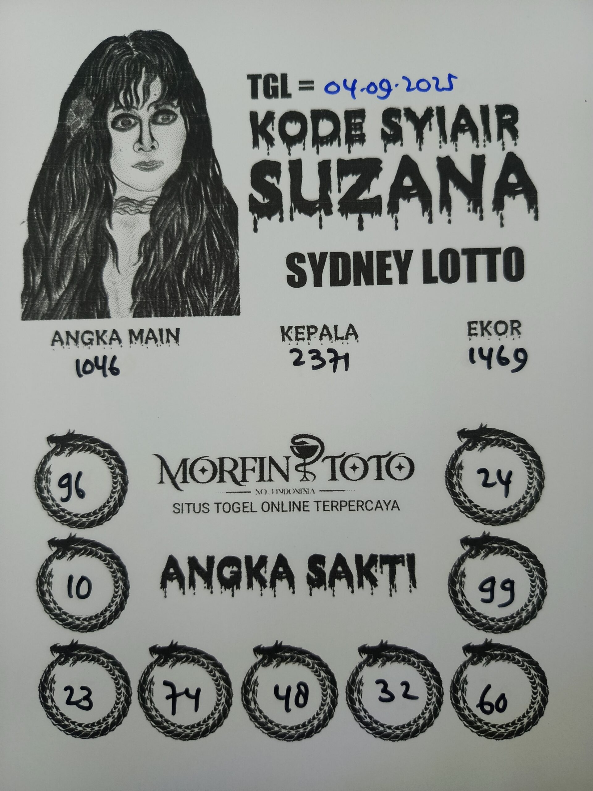 SYAIR TOGEL SUZANA  SYDNEY LOTTO 04 SEPTEMBER 2025