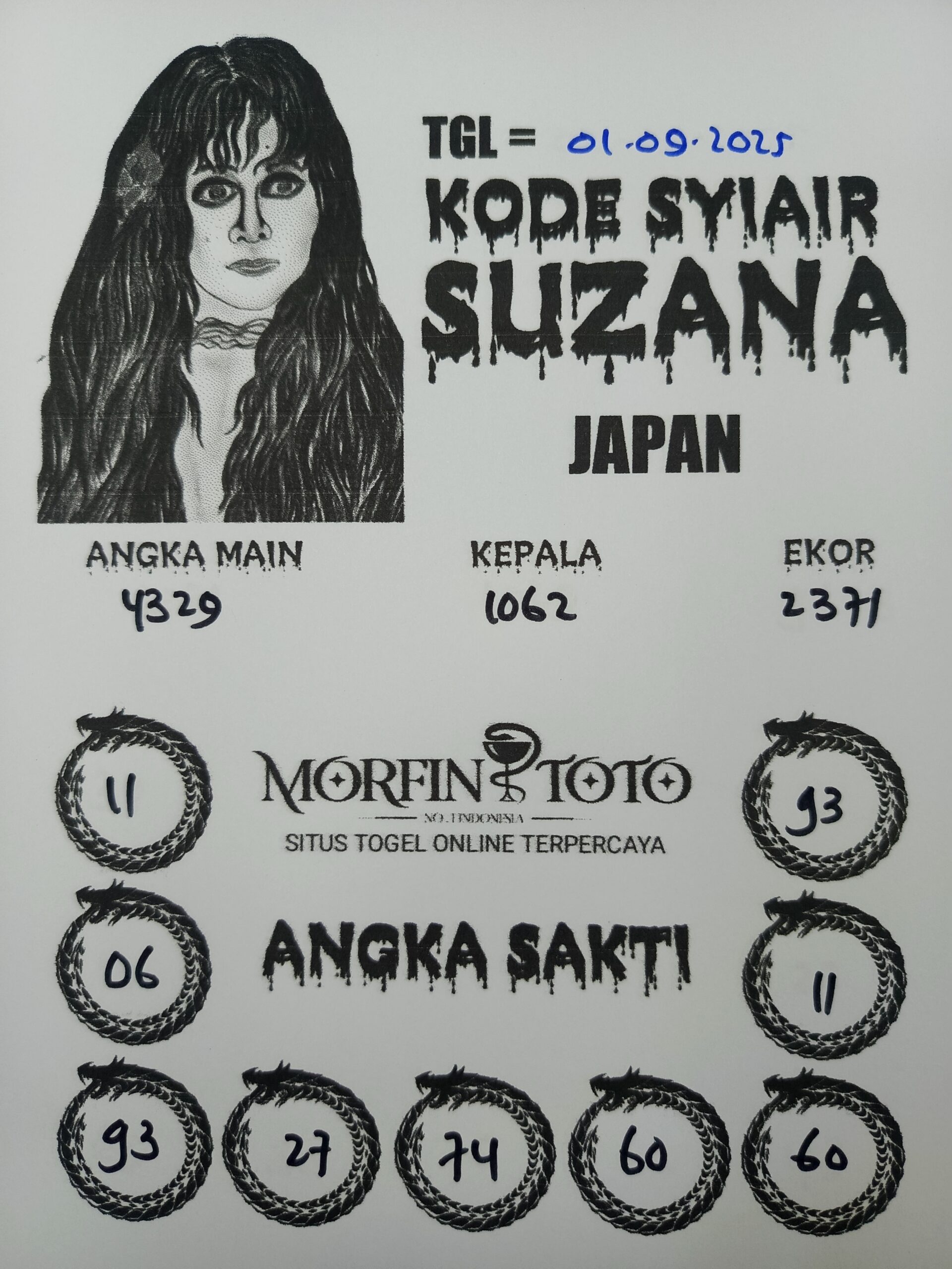 SYAIR TOGEL SUZANA  JAPAN  01 SEPTEMBER 2025
