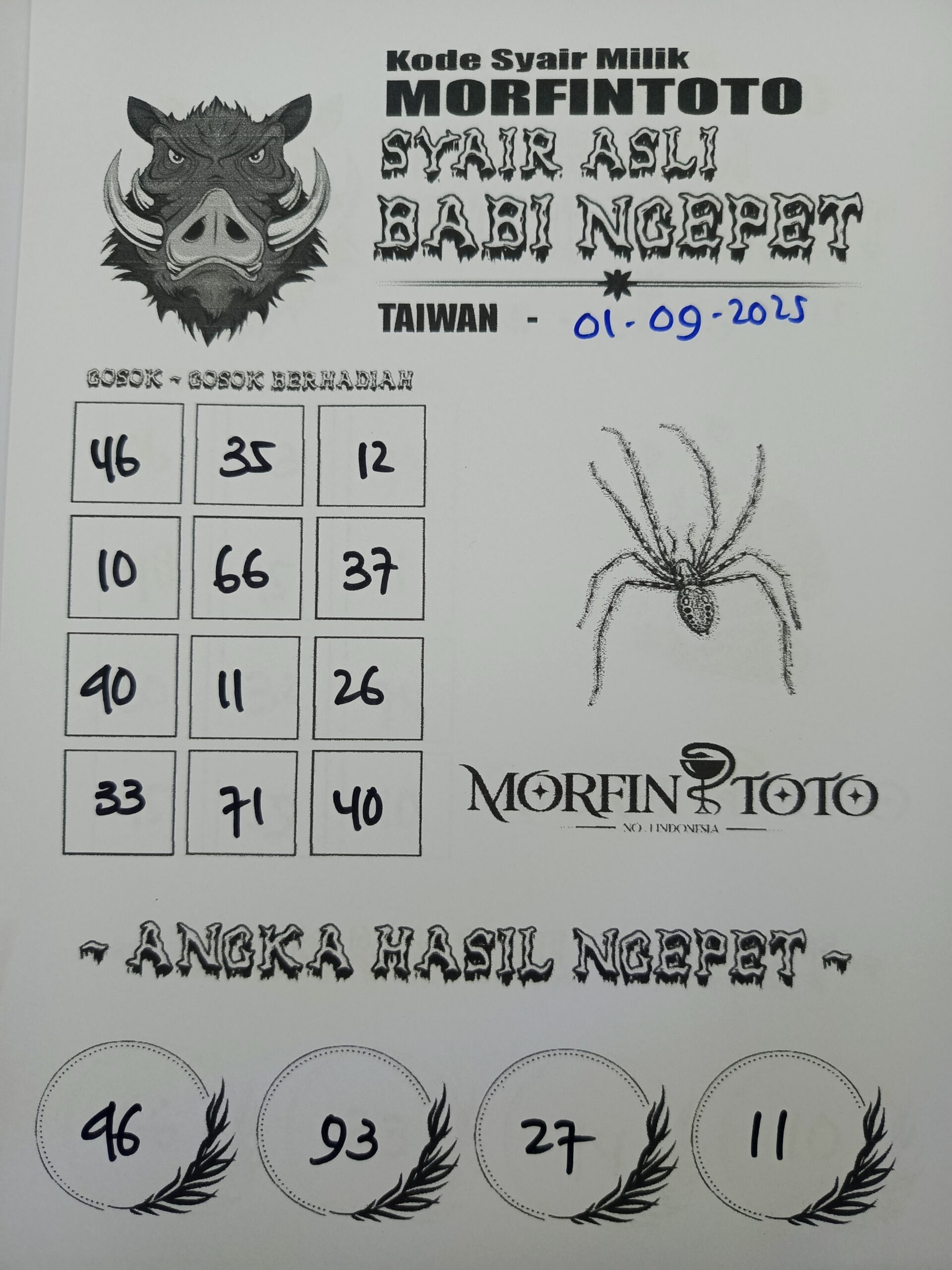 SYAIR TOGEL BABI NGEPET TAIWAN 01 SEPTEMBER 2025