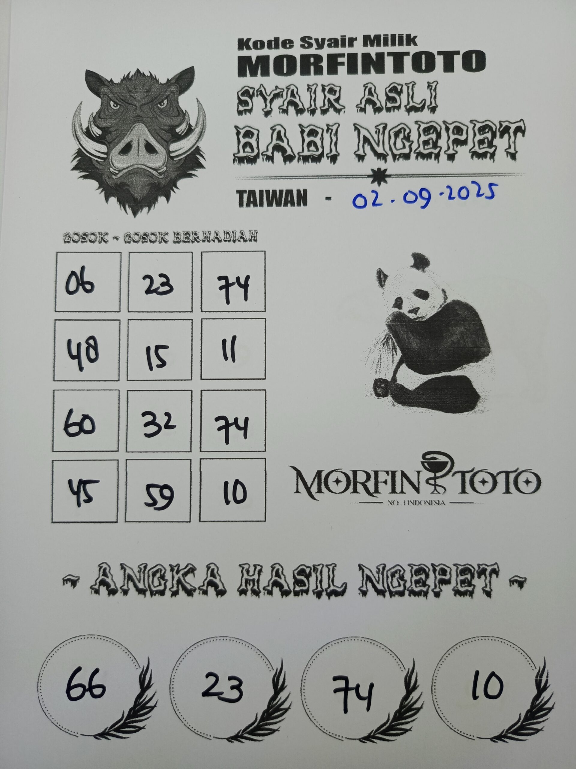 SYAIR TOGEL BABI NGEPET TAIWAN 02 SEPTEMBER 2025