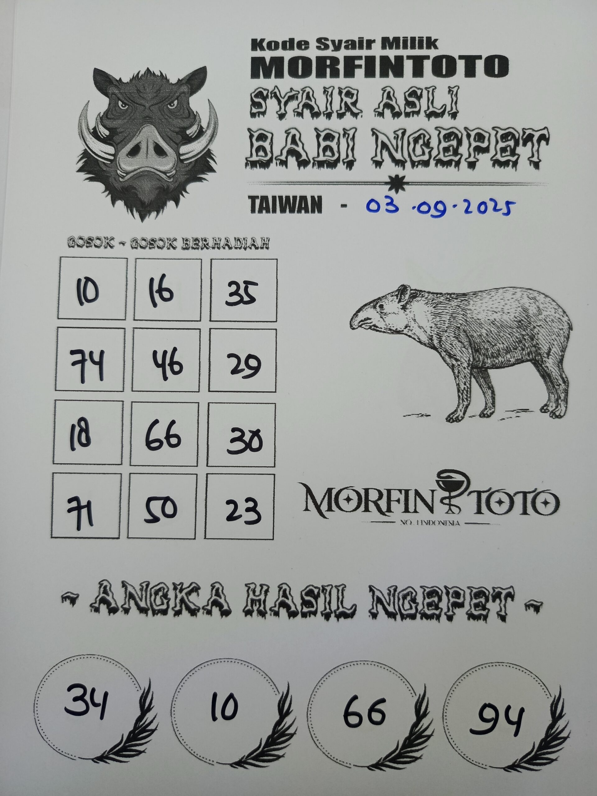SYAIR TOGEL BABI NGEPET TAIWAN 03 SEPTEMBER 2035