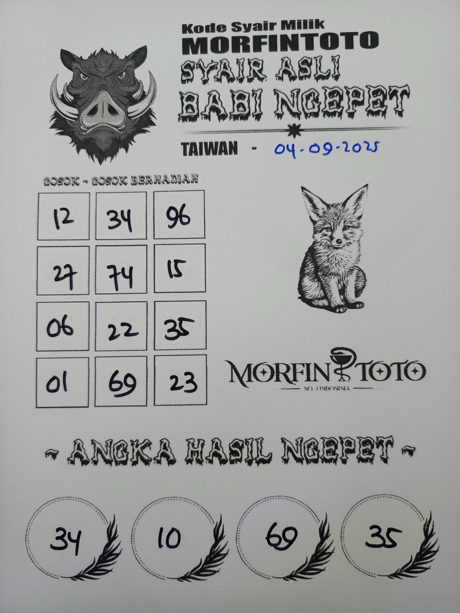 SYAIR TOGEL BABI TAIWAN POOLS LOTTO 04 SEPTEMBER 2035