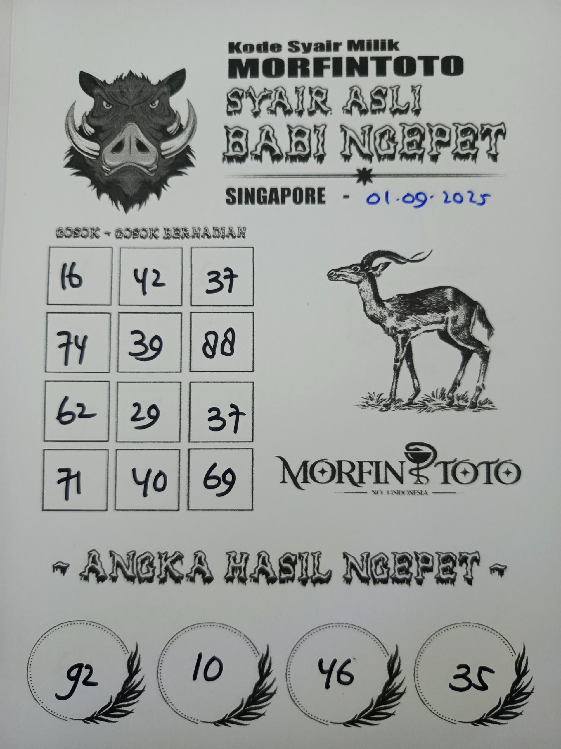 SYAIR TOGEL BABI NGEPET SINGAPORE 01 SEPTEMBER 2025