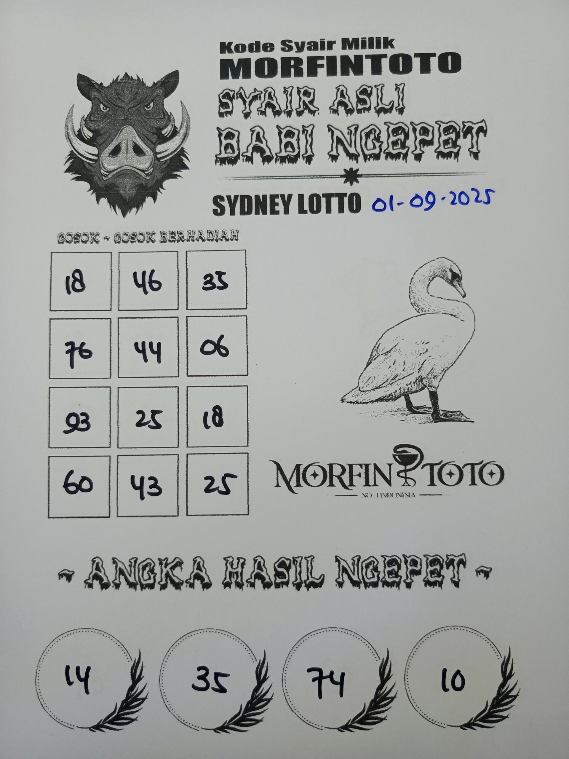 SYAIR TOGEL BABI NGEPET SYDNEY LOTTO 01 SEPTEMBER 2025