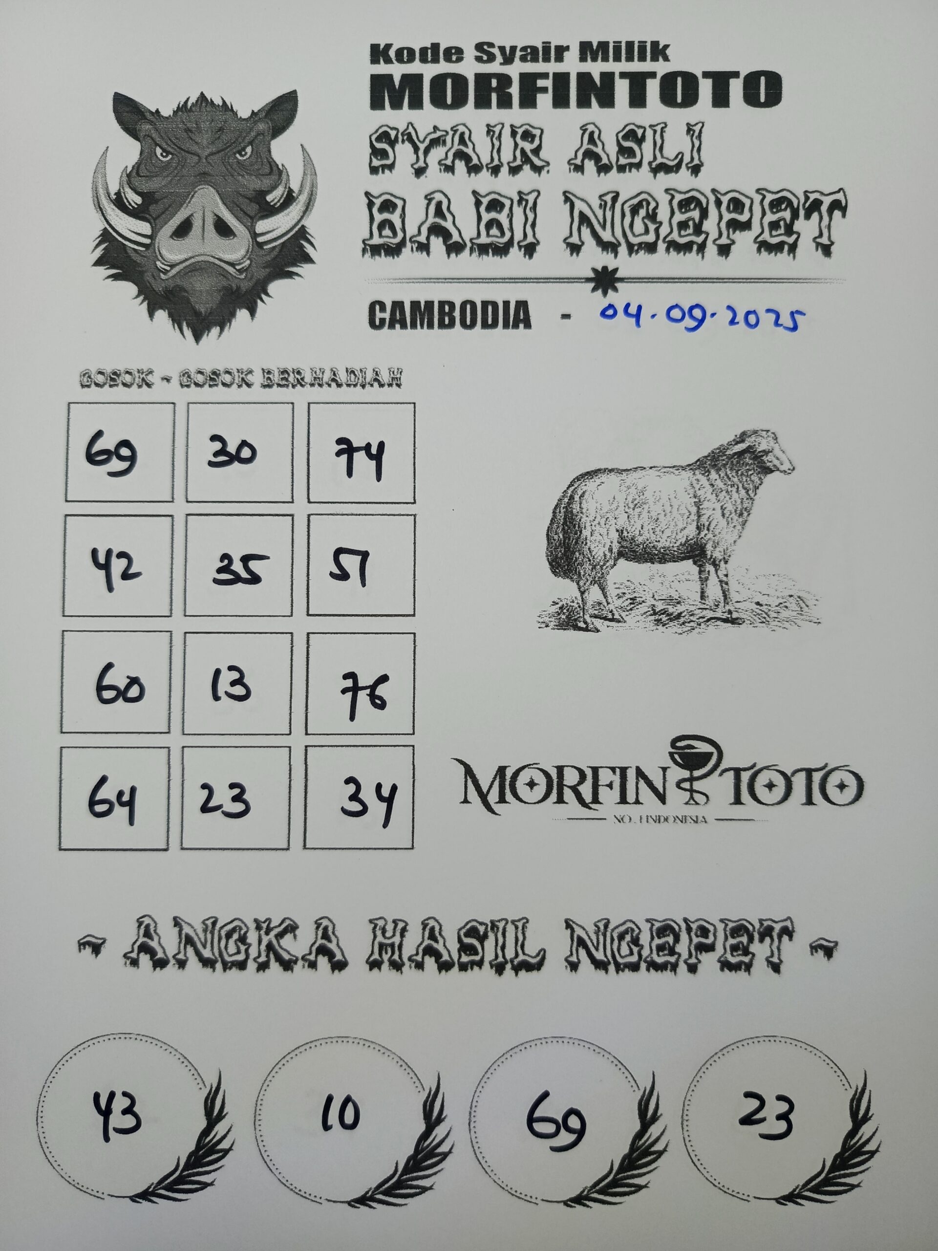 SYAIR TOGEL BABI NGEPET CAMBODIA 04 SEPTEMBER 2035