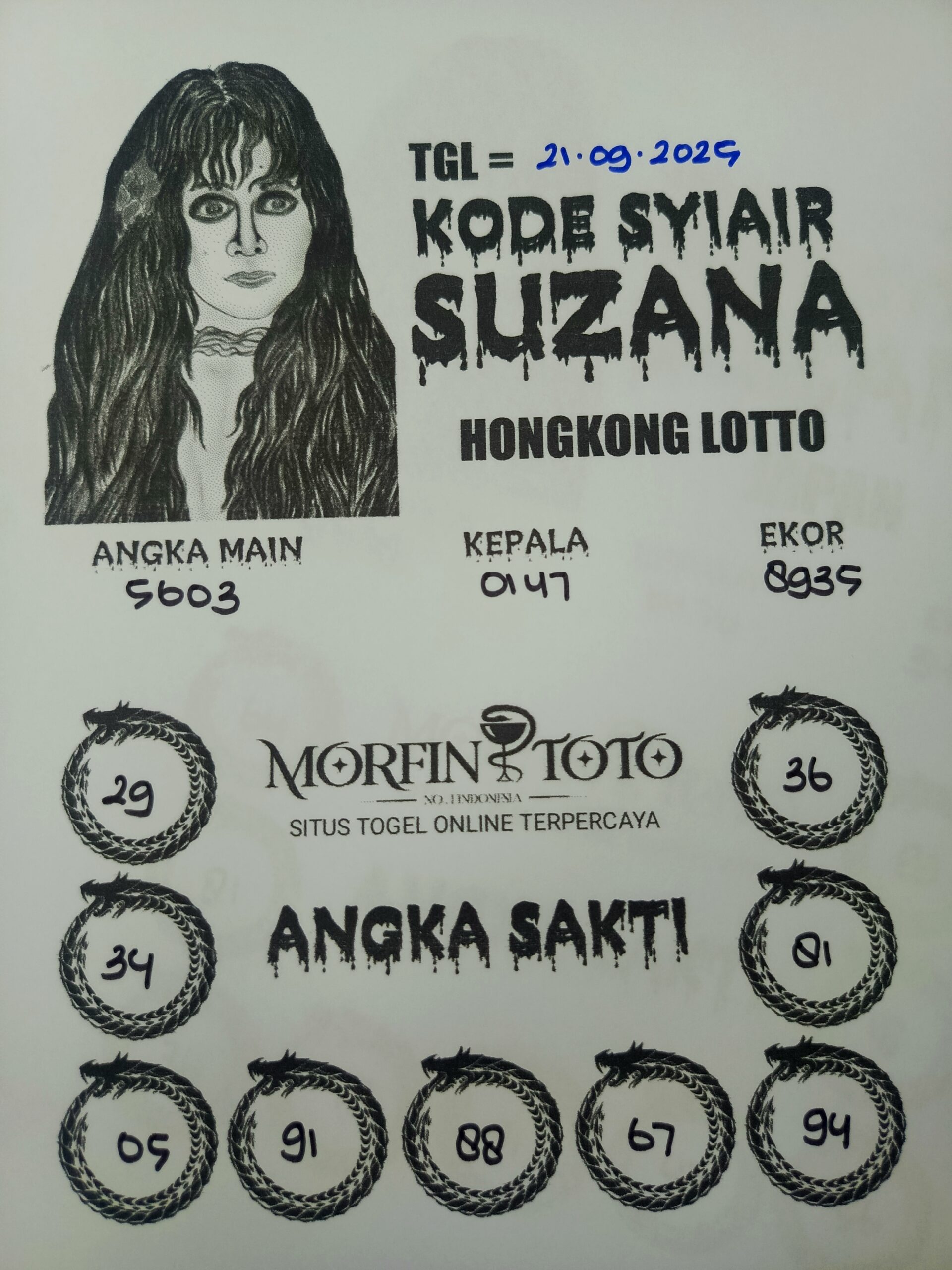 SYAIR TOGEL SUZANA  HONGKONG LOTTO 21 SEPTEMBER 2025