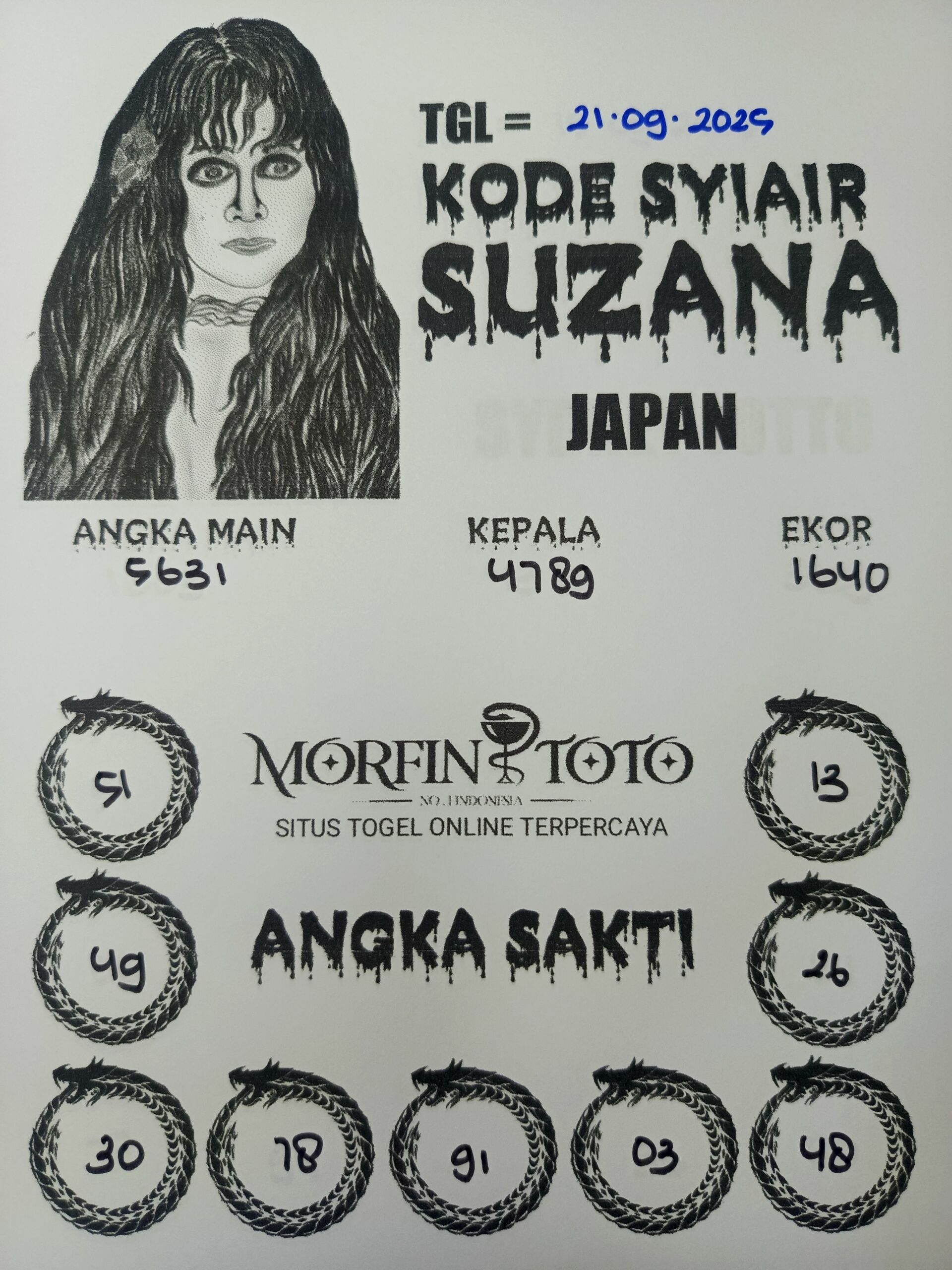 SYAIR TOGEL SUZANA  JAPAN  21 SEPTEMBER 2025