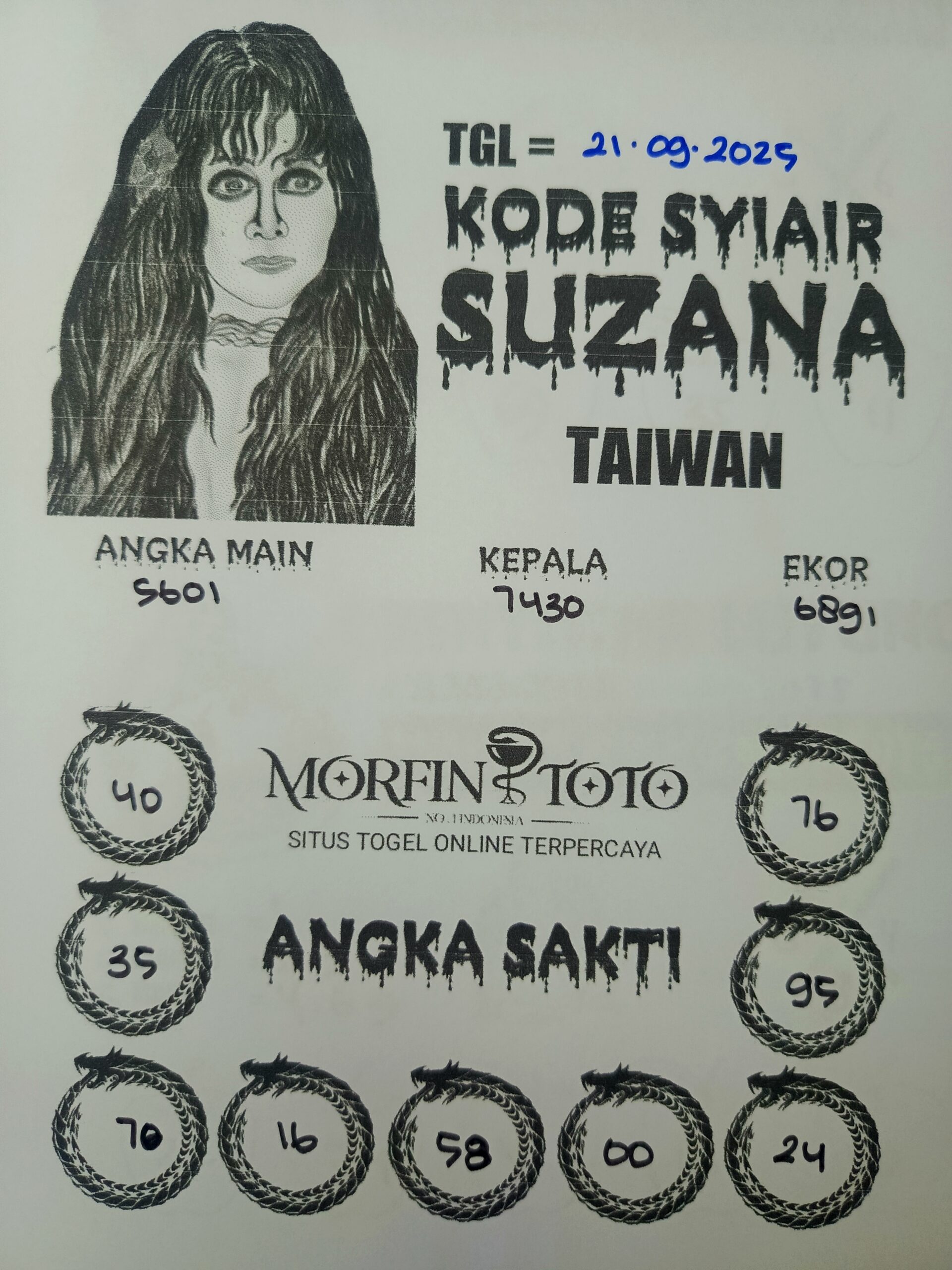 SYAIR TOGEL SUZANA  TAIWAN 21 SEPTEMBER 2025