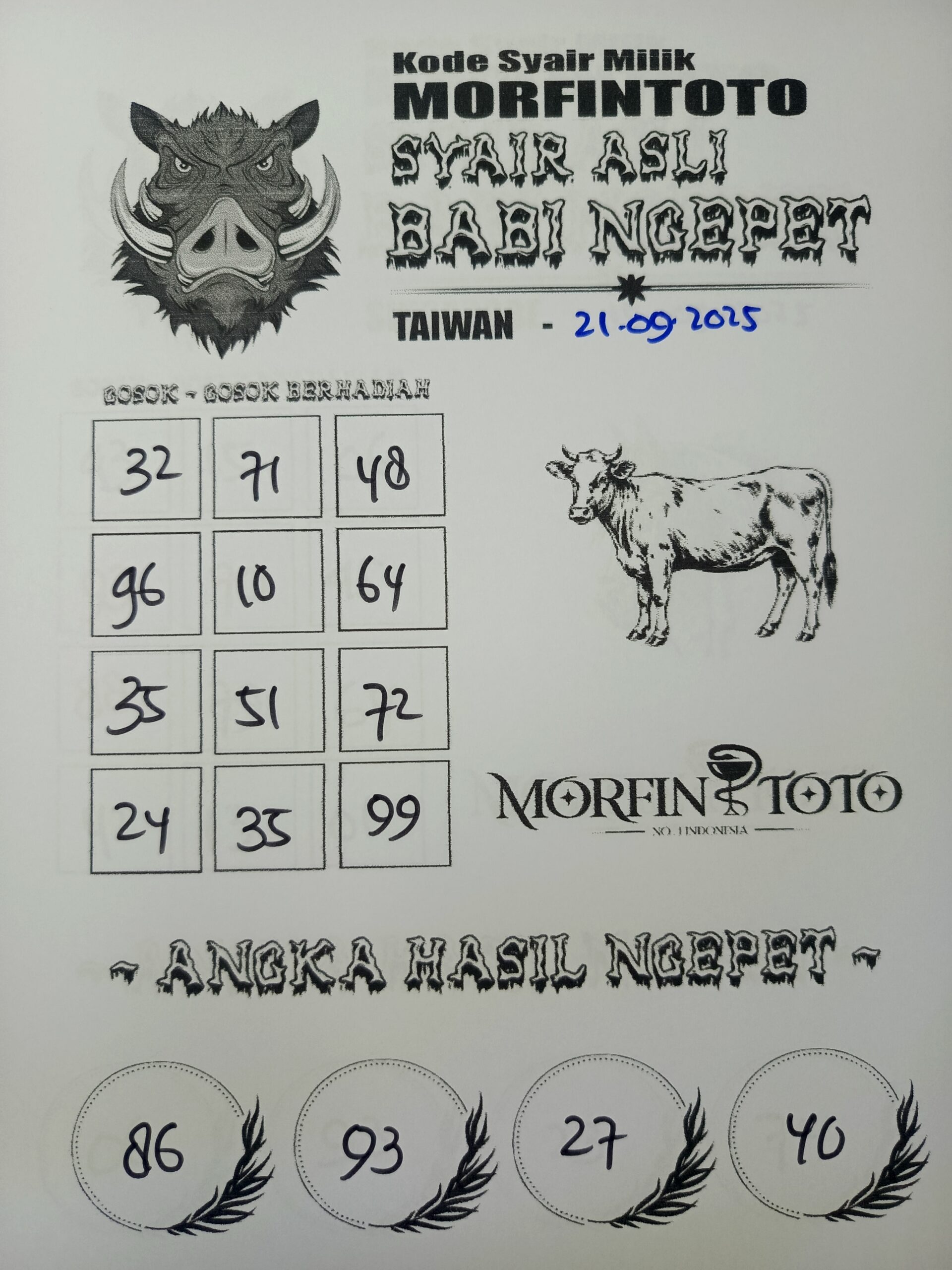 SYAIR TOGEL BABI NGEPET TAIWAN 21 SEPTEMBER 2025