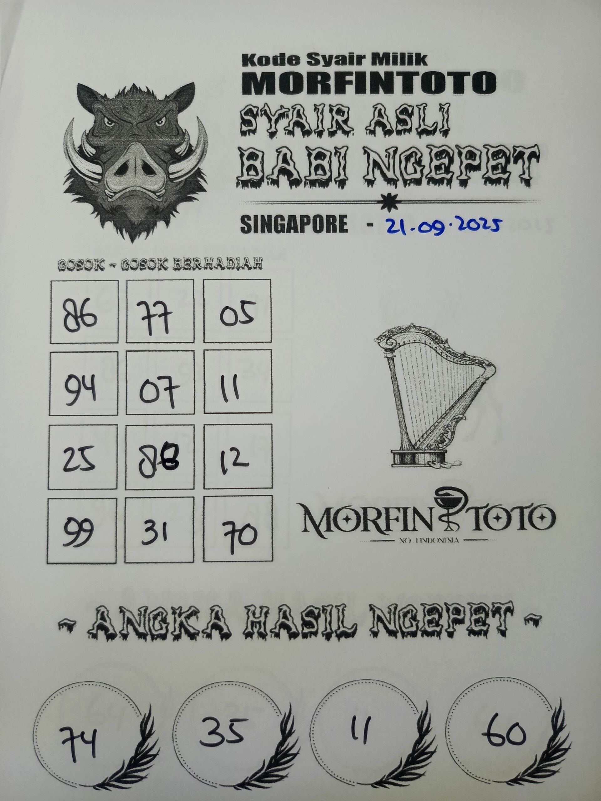 SYAIR TOGEL BABI NGEPET SINGAPORE 21 SEPTEMBER 2025