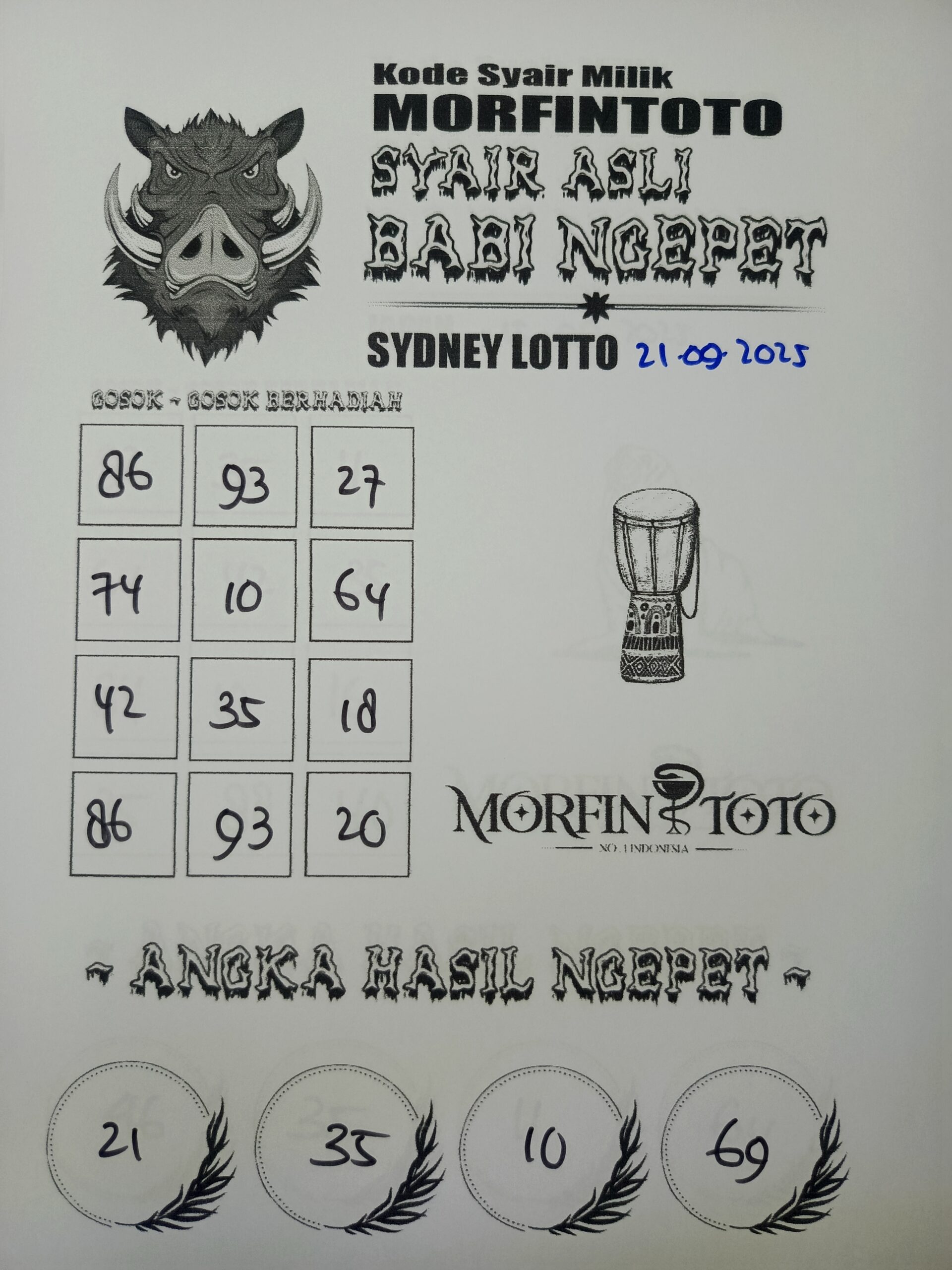 SYAIR TOGEL BABI NGEPET SYDNEY LOTTO 21 SEPTEMBER 2025