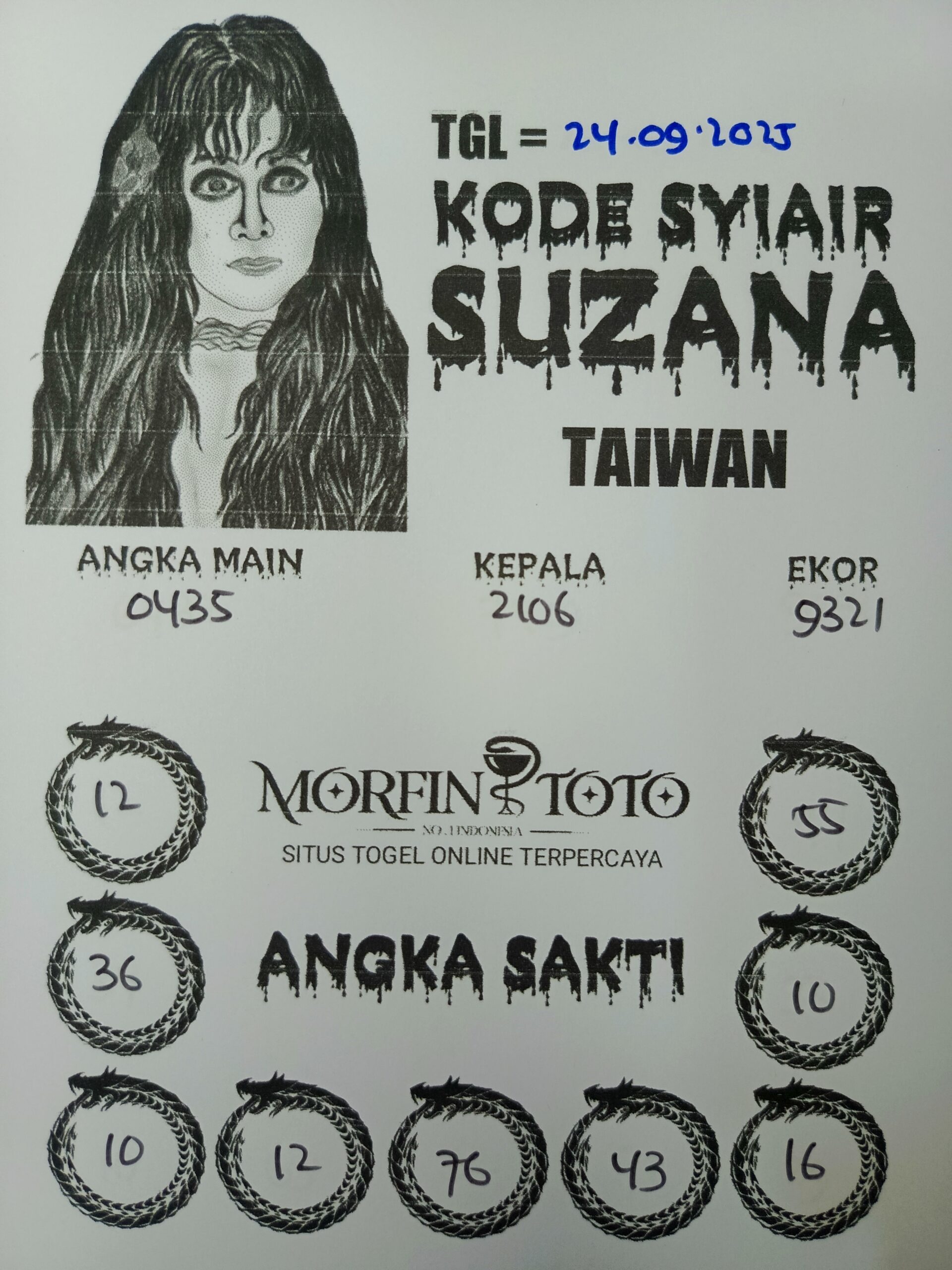 SYAIR TOGEL SUZANA  TAIWAN 24 SEPTEMBER 2025
