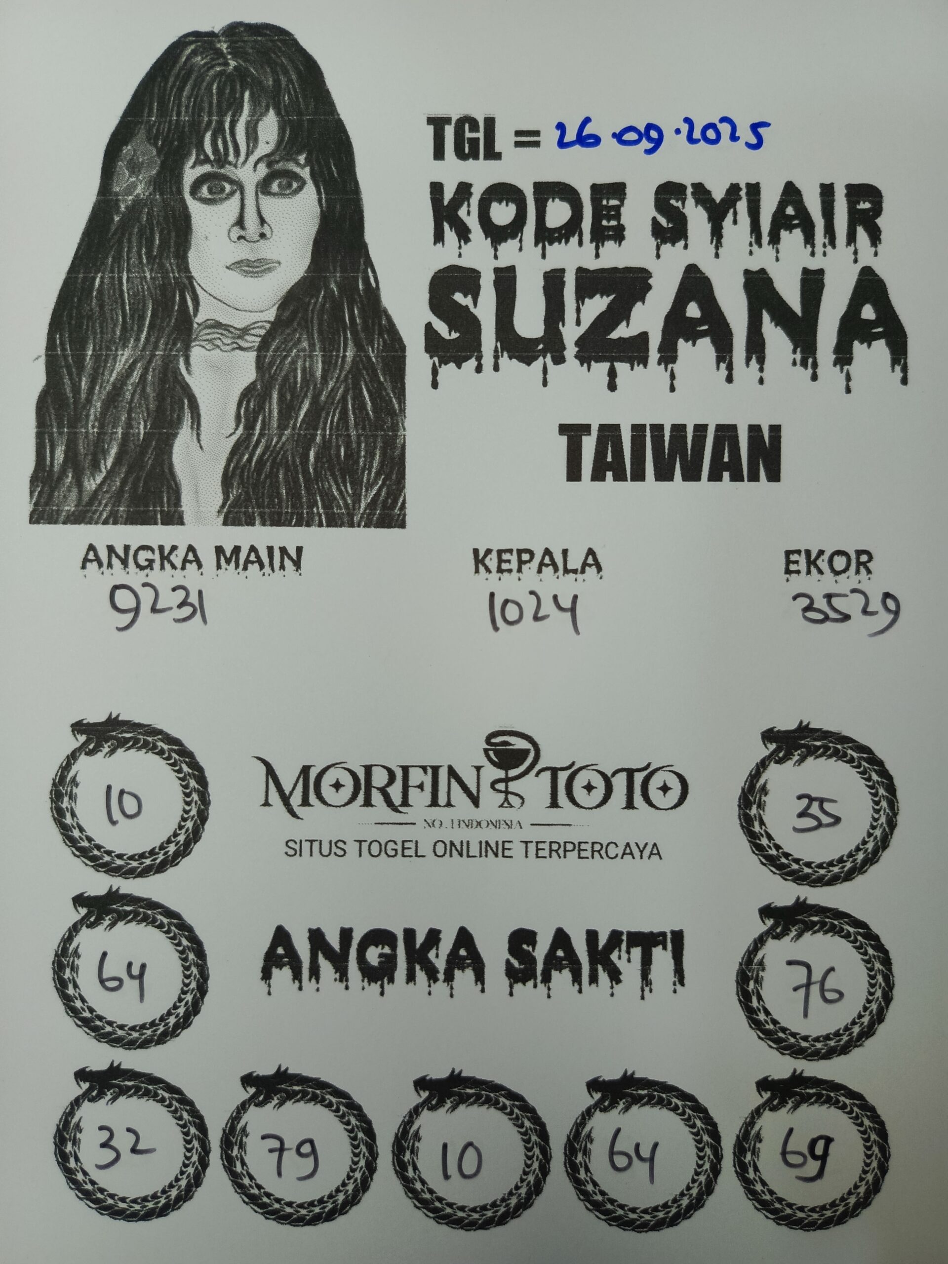 SYAIR TOGEL SUZANA  TAIWAN 26 SEPTEMBER 2025