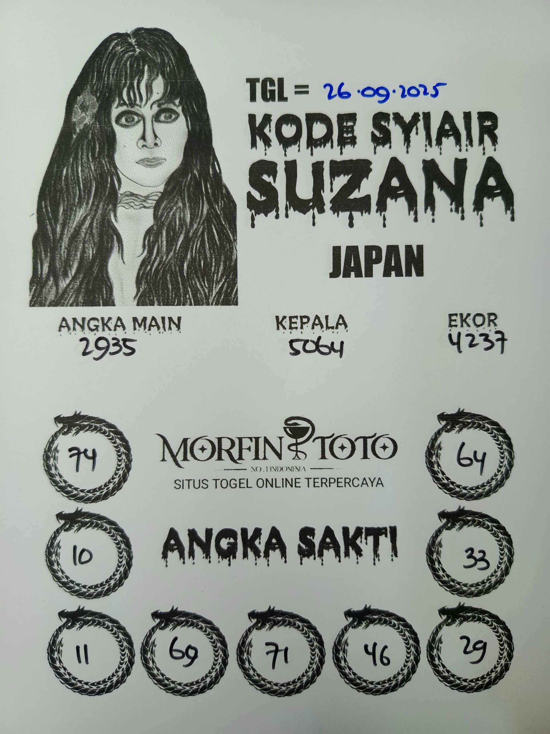 SYAIR TOGEL SUZANA  JAPAN  26 SEPTEMBER 2025