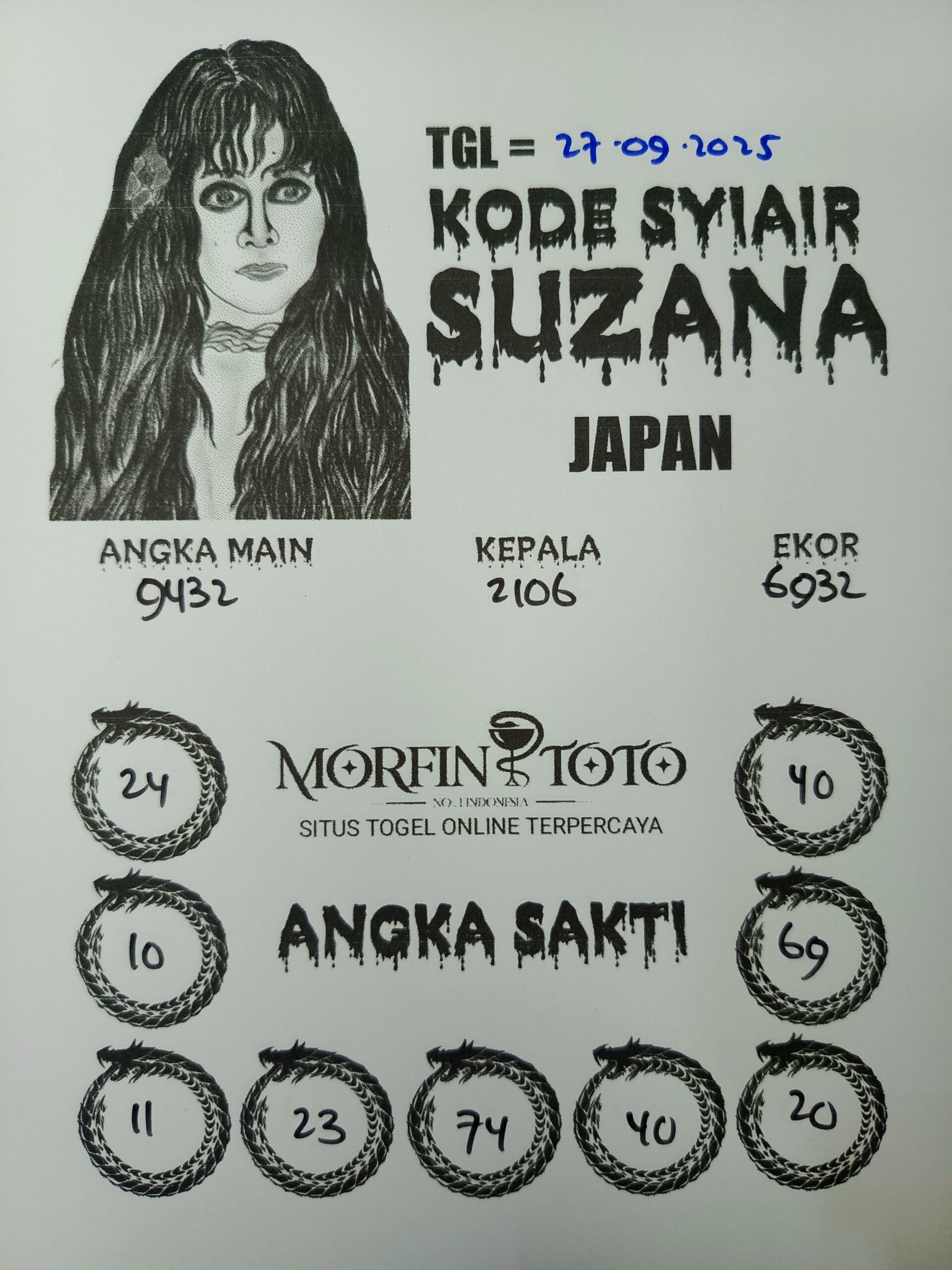 SYAIR TOGEL SUZANA  JAPAN  27 SEPTEMBER 2025