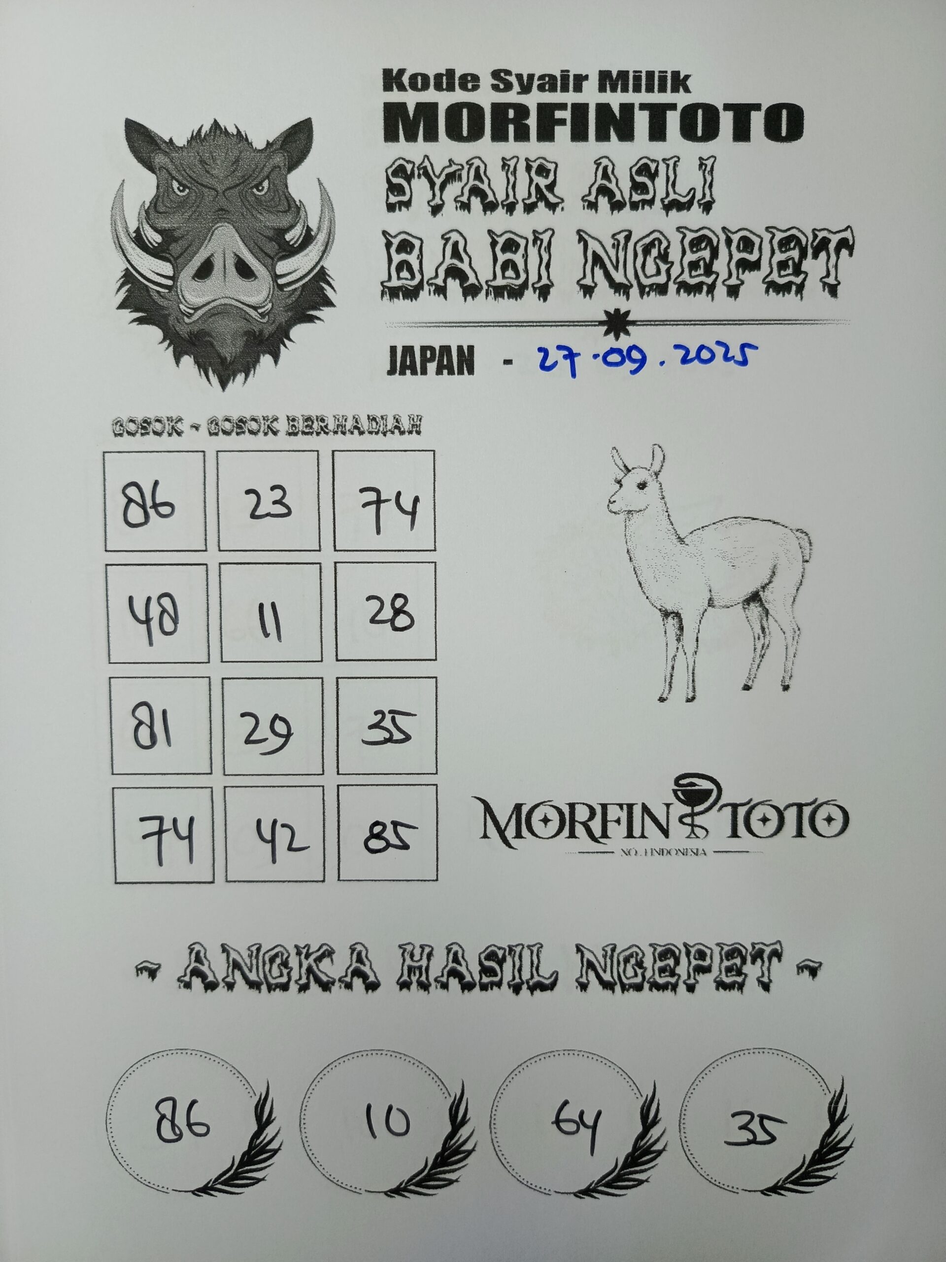 SYAIR TOGEL BABI NGEPET JAPAN  27 SEPTEMBER 2025