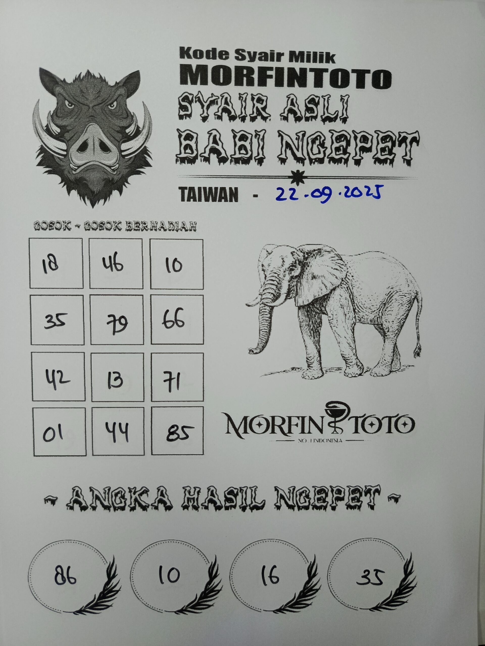 SYAIR TOGEL BABI NGEPET TAIWAN 22 SEPTEMBER 2025