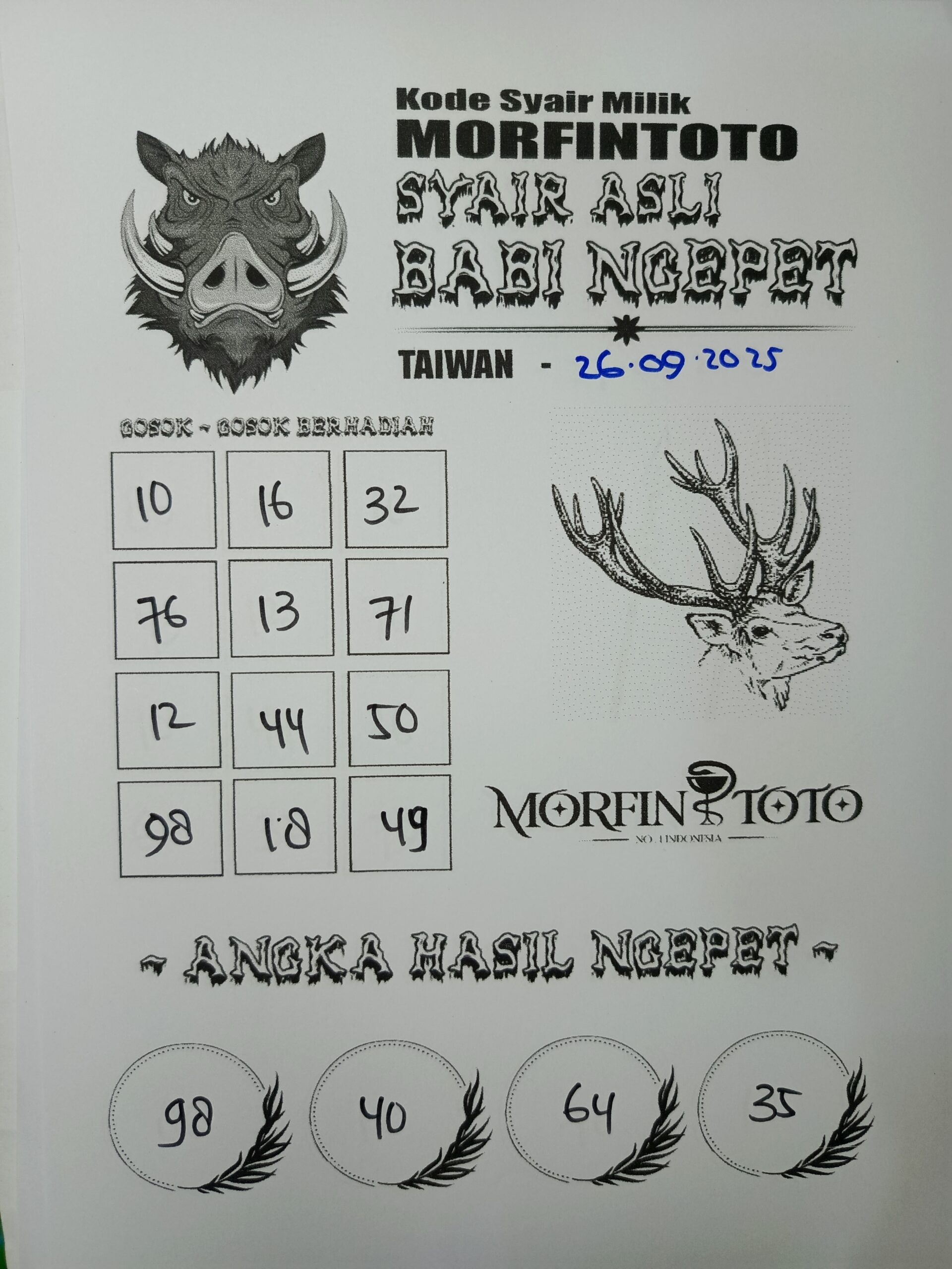 SYAIR TOGEL BABI NGEPET TAIWAN 26 SEPTEMBER 2025