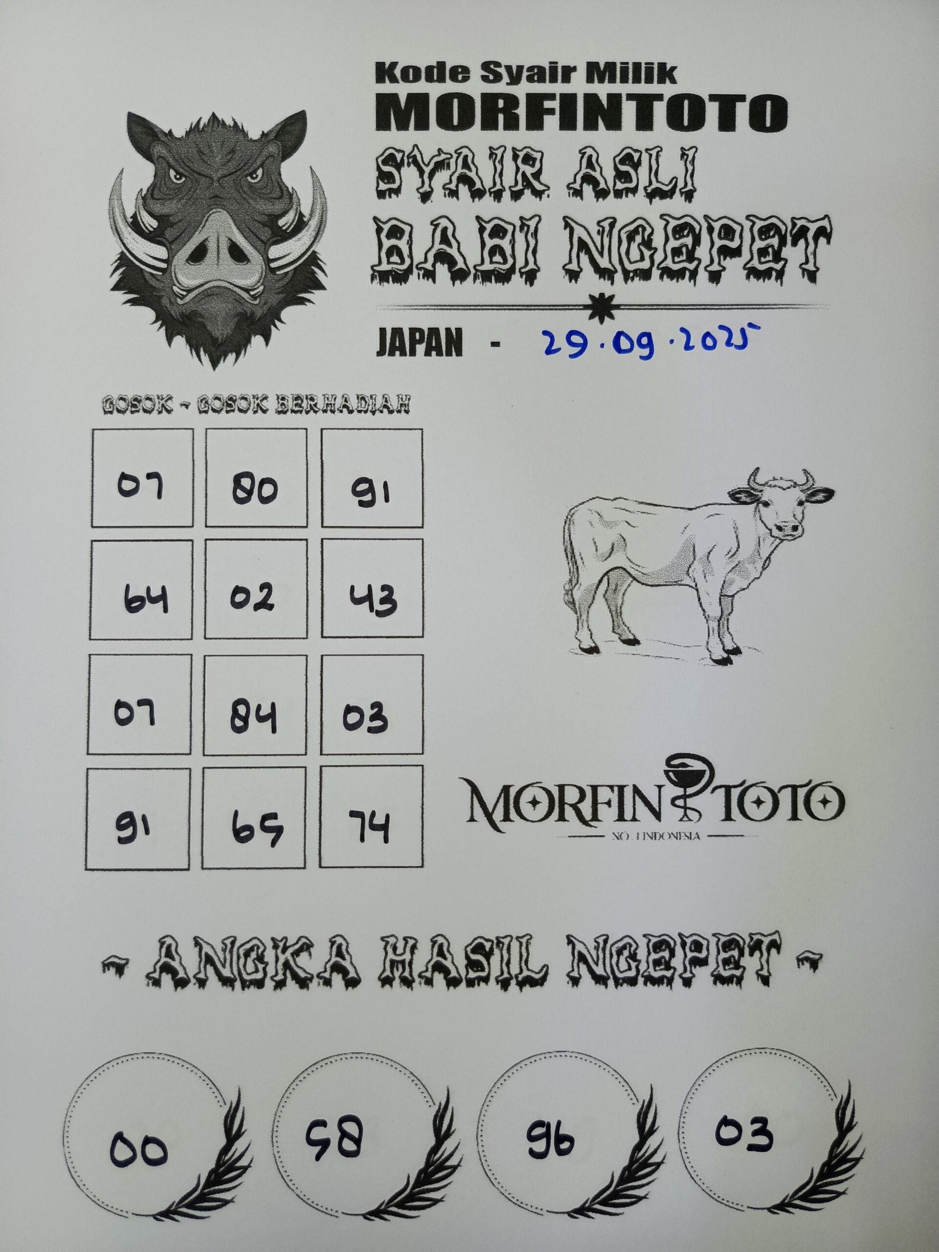 SYAIR TOGEL BABI NGEPET JAPAN  29 SEPTEMBER 2025