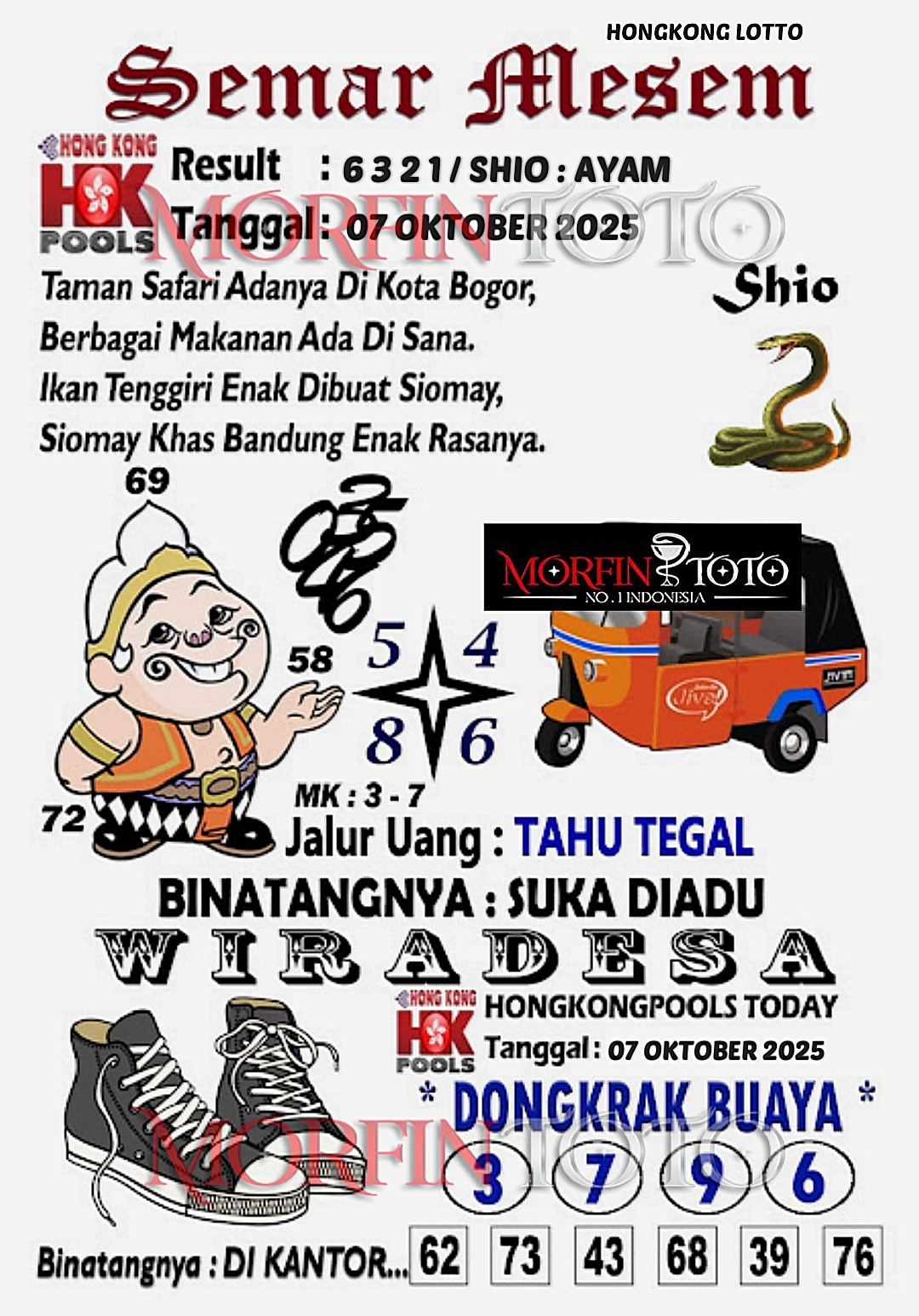 SYAIR TOGEL SEMAR MESEM  HONGKONG LOTTO 07 OKTOBER 2025