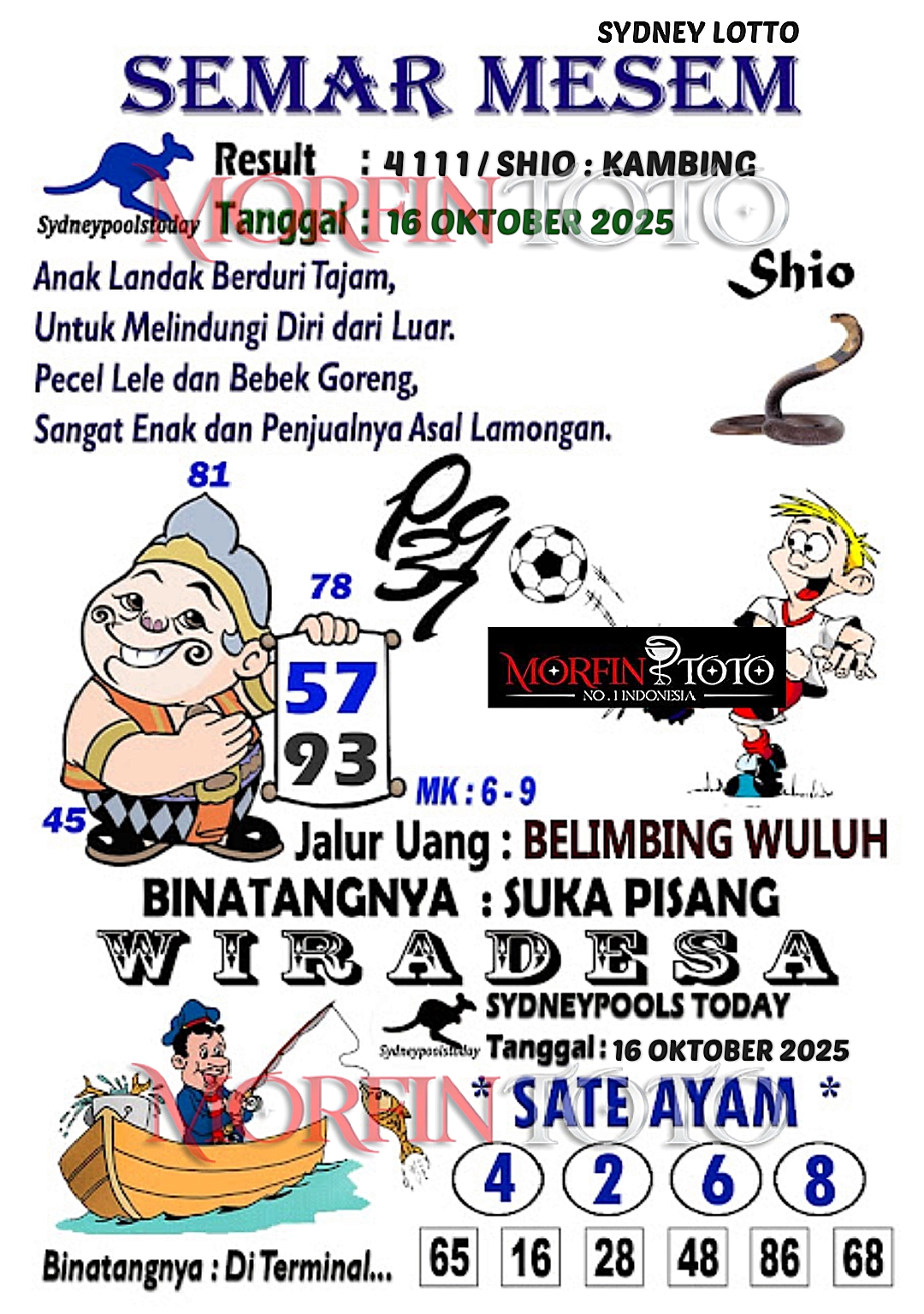 SYAIR TOGEL SEMAR MESEM  SYDNEY LOTTO 16 OKTOBER 2025