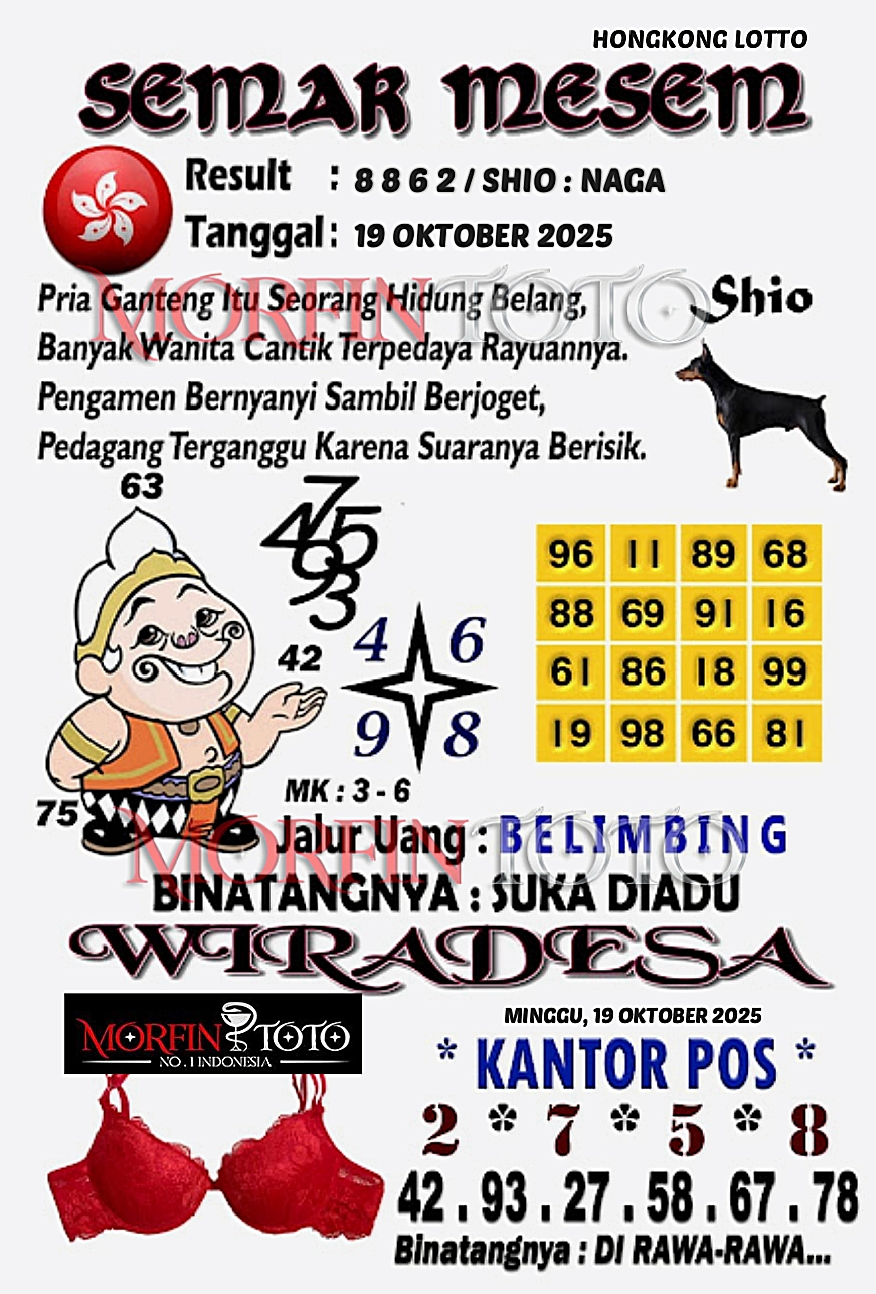 SYAIR TOGEL SEMAR MESEM  HONGKONG LOTTO 19 OKTOBER 2025