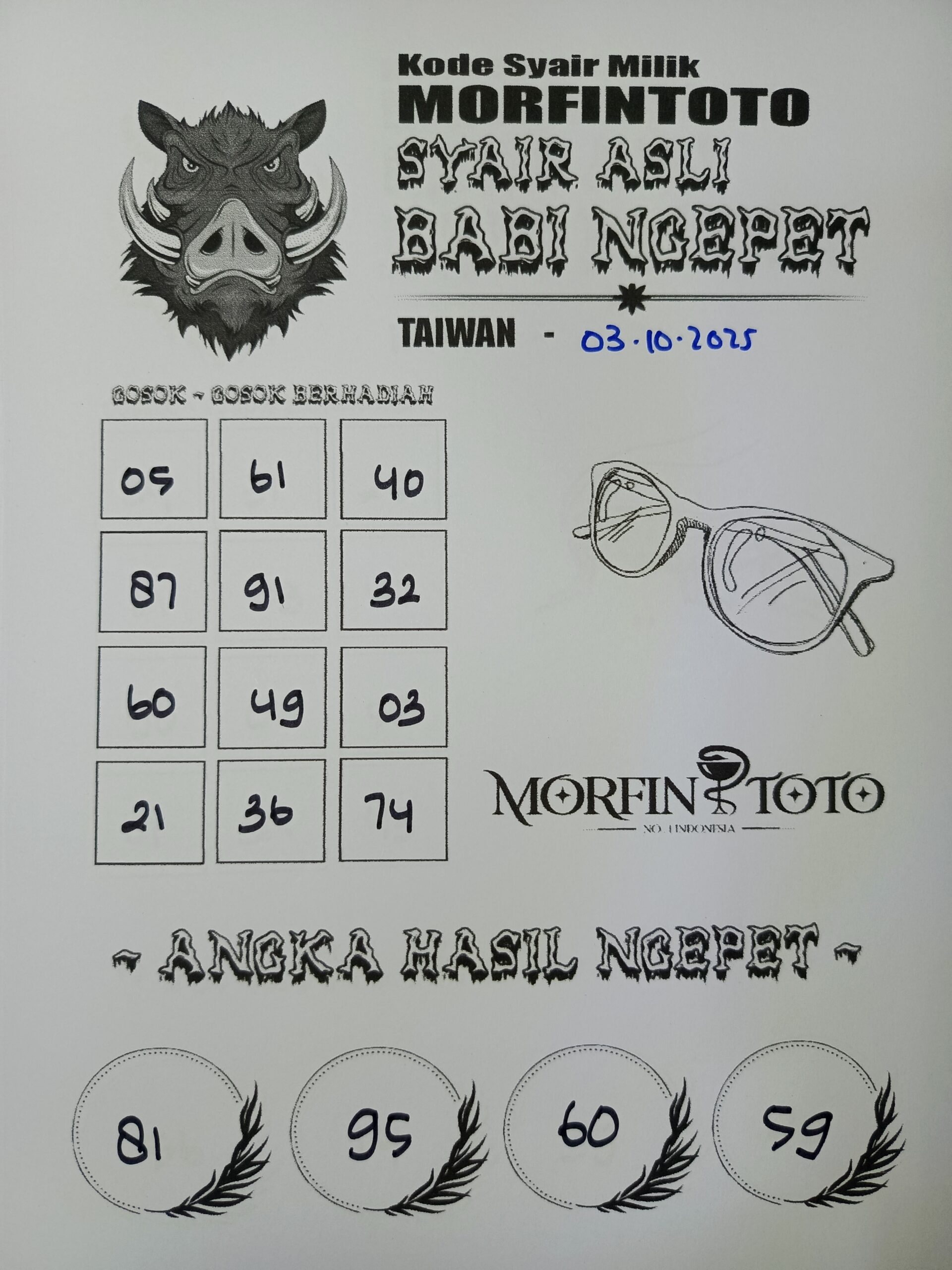 SYAIR TOGEL BABI NGEPET TAIWAN 03 OKTOBER 2035
