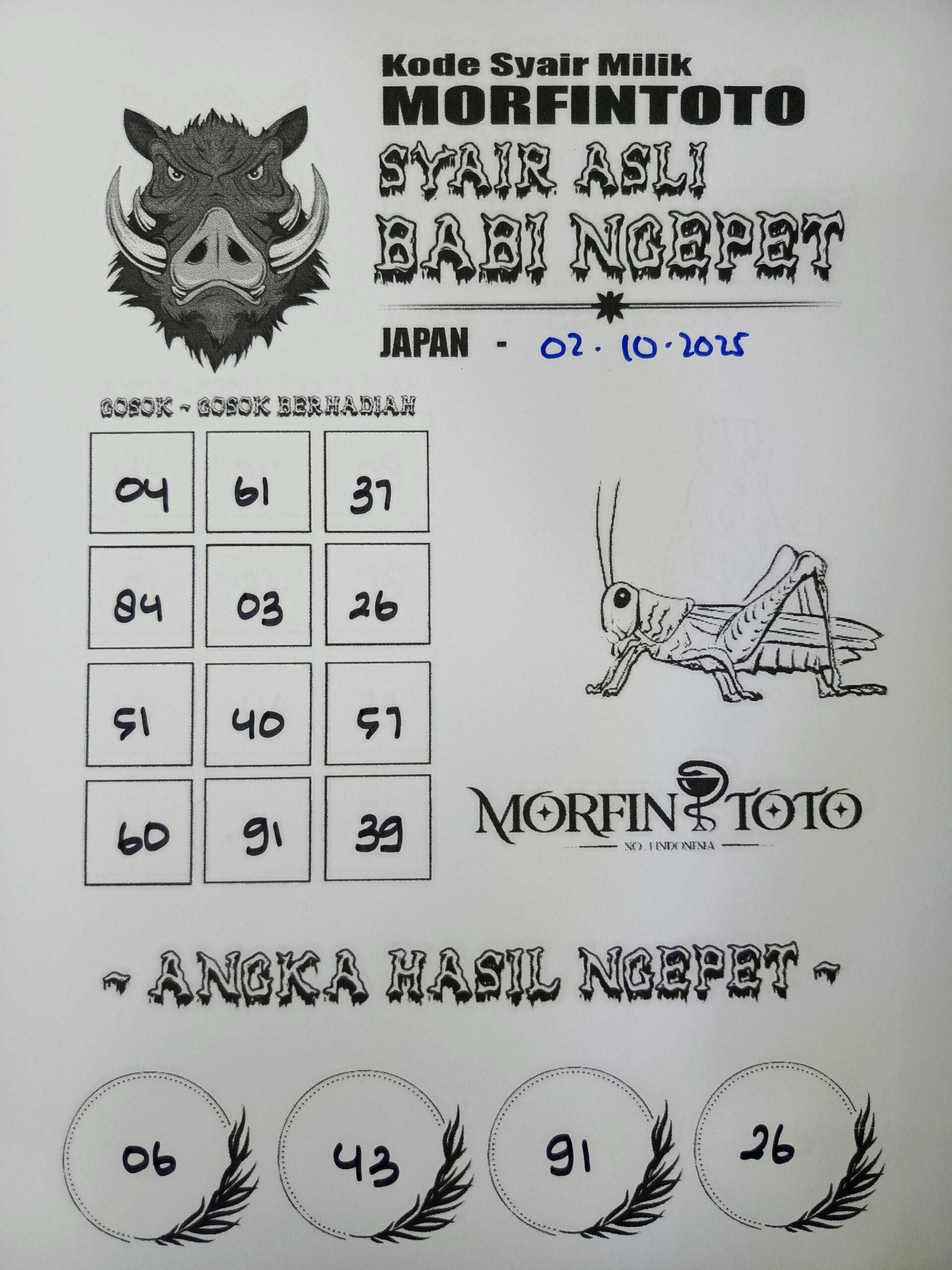 SYAIR TOGEL BABI NGEPET JAPAN  02 OKTOBER 2025