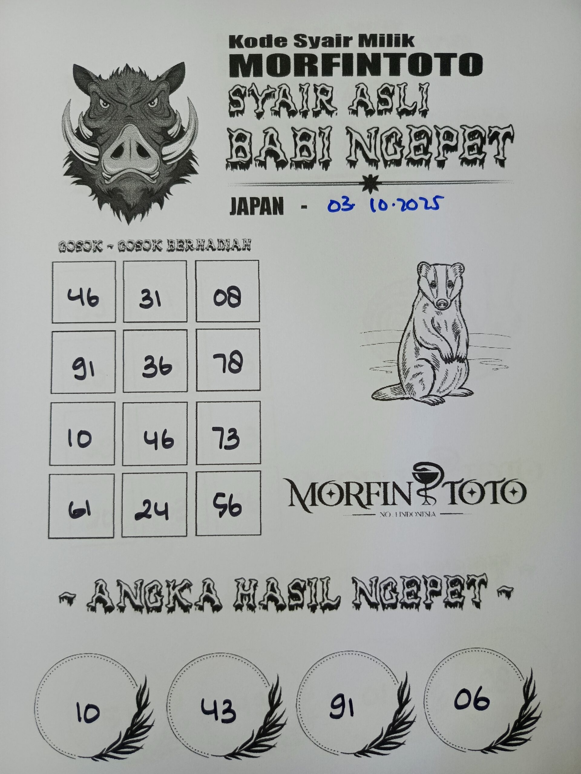 SYAIR TOGEL BABI NGEPET JAPAN  03 OKTOBER 2035