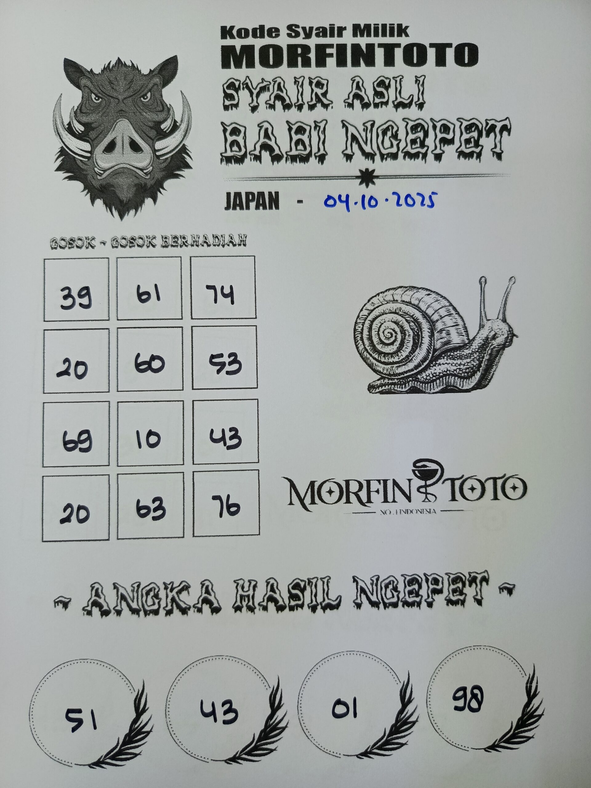 SYAIR TOGEL BABI NGEPET JAPAN  04 OKTOBER 2045